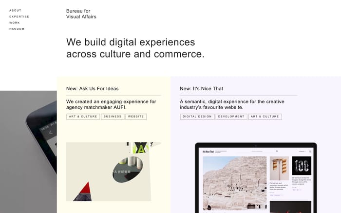 Bureau for Visual Affairs website preview