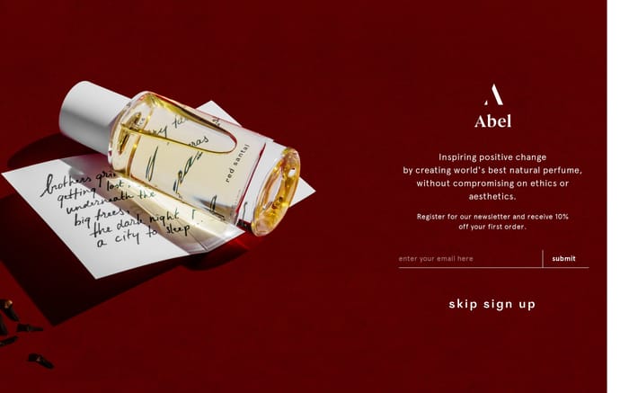 Shop | 100% Natural Eau de Parfum | Abel website preview