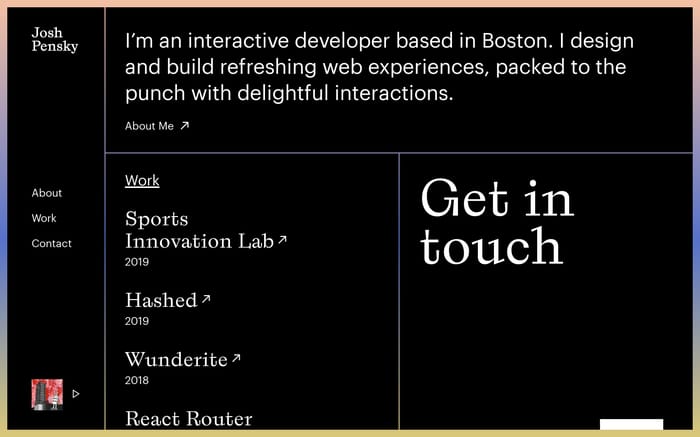 Josh Pensky website preview