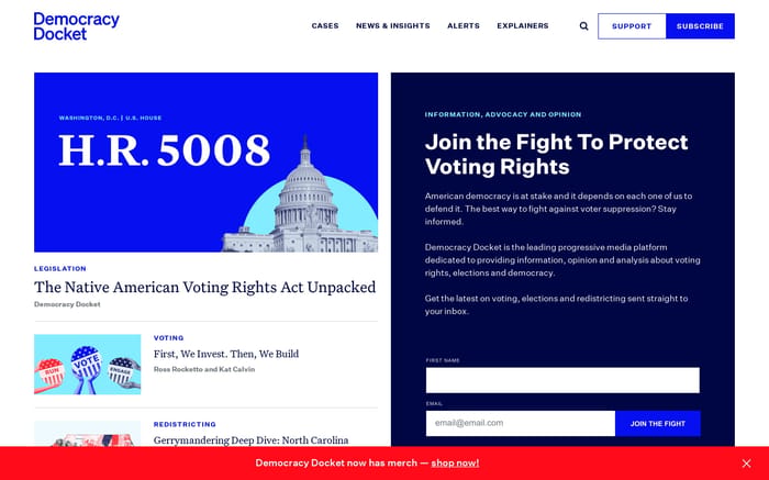 Democracy Docket website preview
