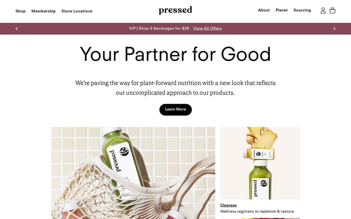 Pressed Juicery website preview