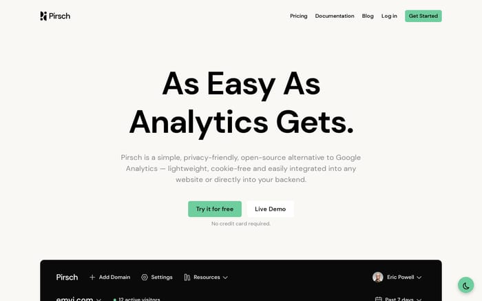 Pirsch Analytics website preview