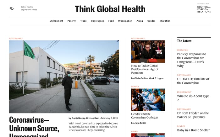 Think Global Health website preview