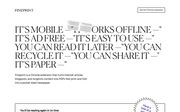 Fineprint website preview