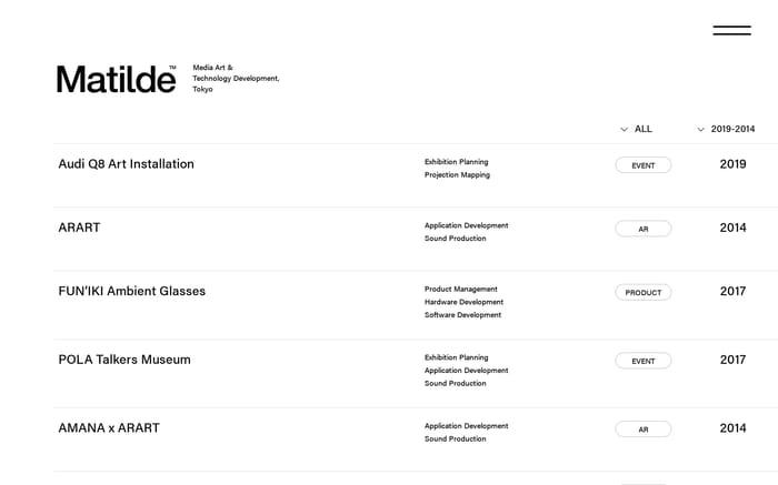 Matilde website preview