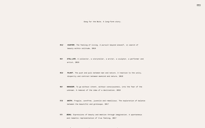 Song for the Mute. A long-form story. website preview