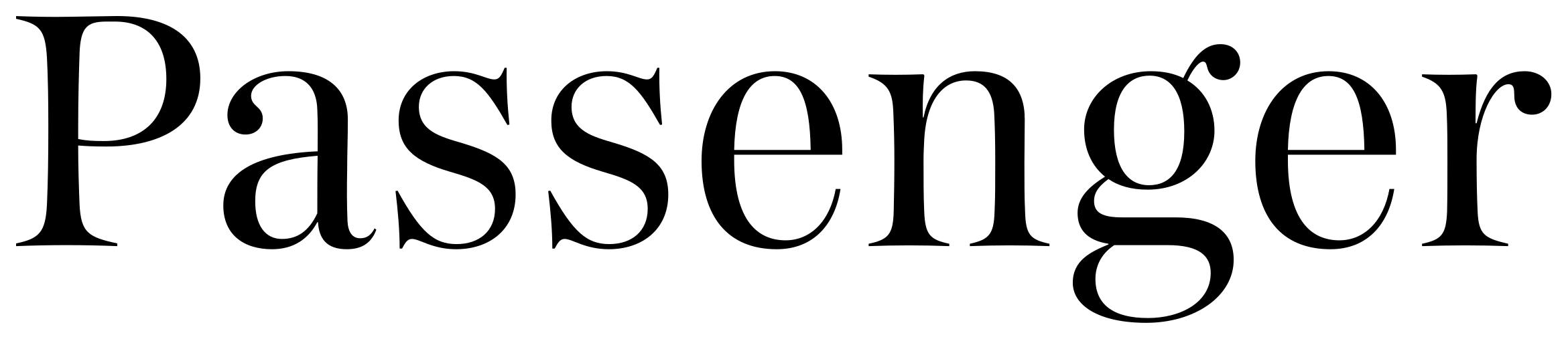 Passenger font specimen