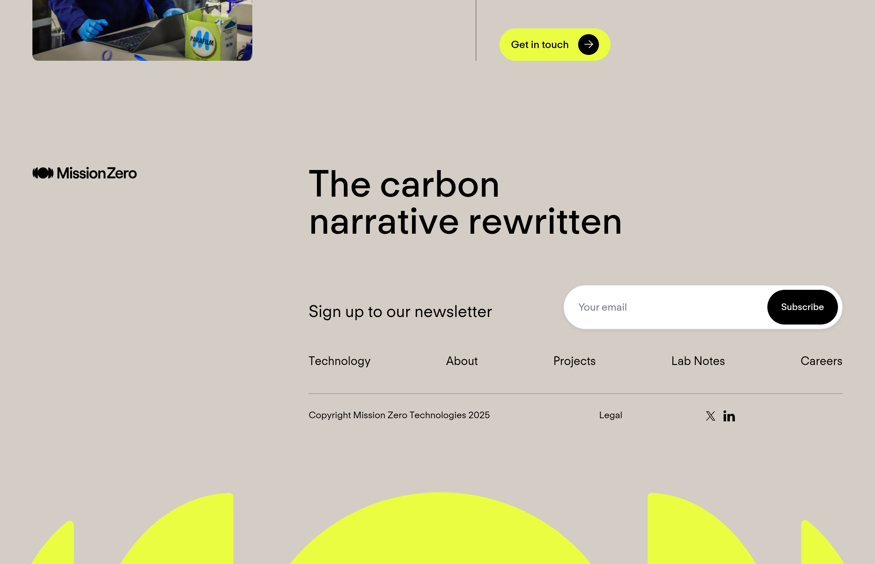 Mission Zero Technologies Footer design