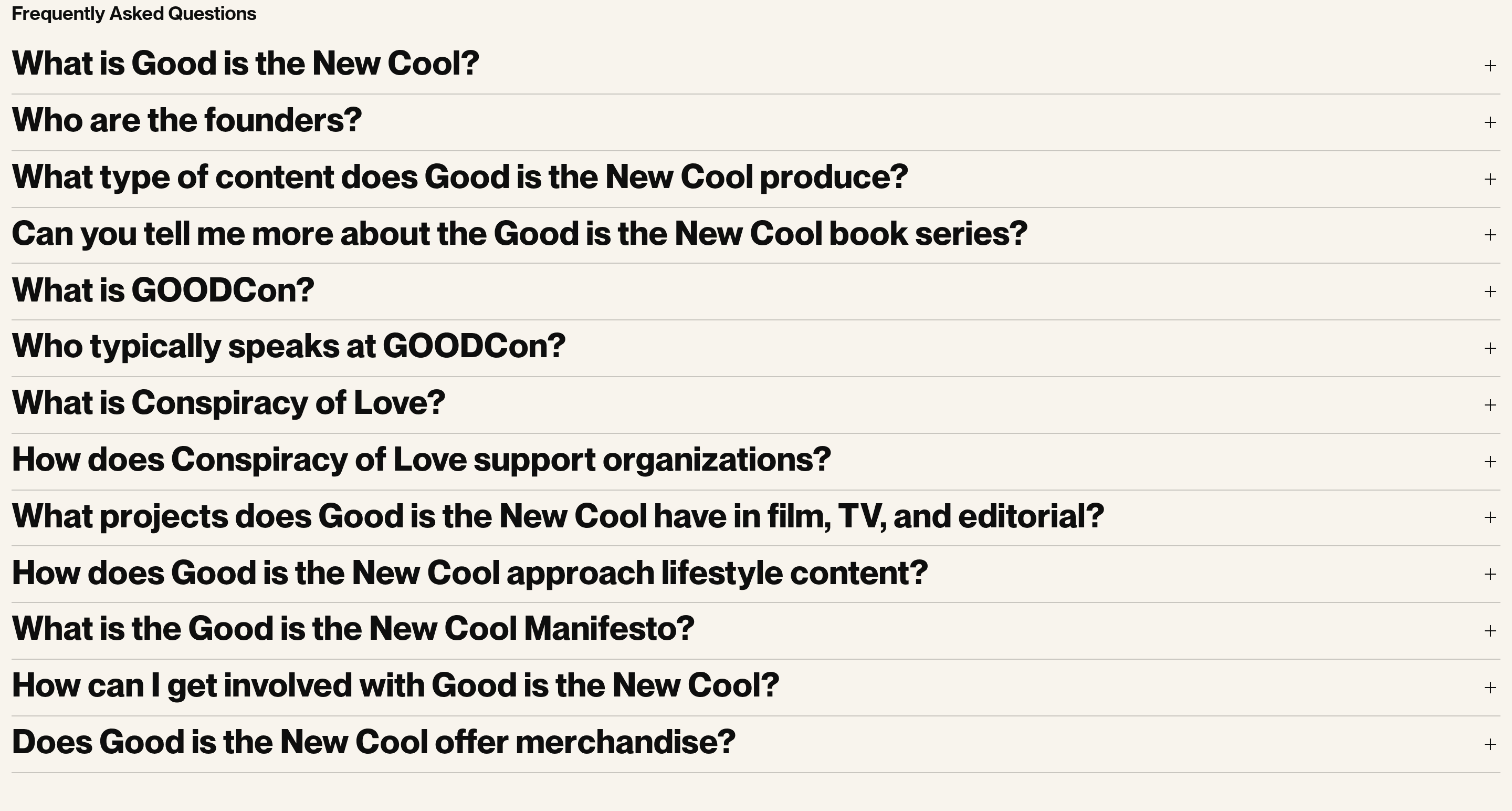 Good is the new Cool FAQ design