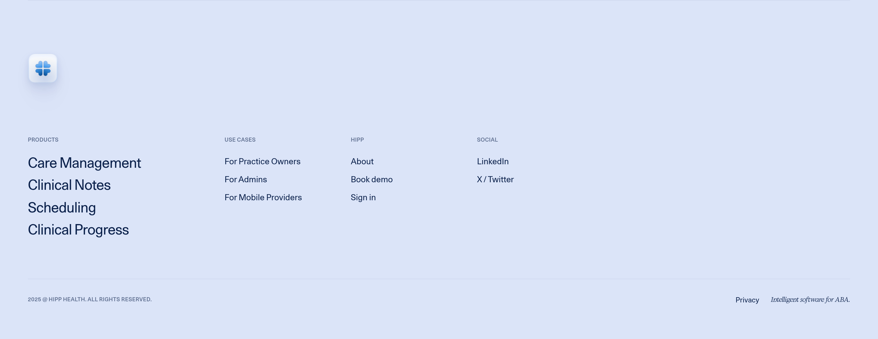 Hipp Health Footer design