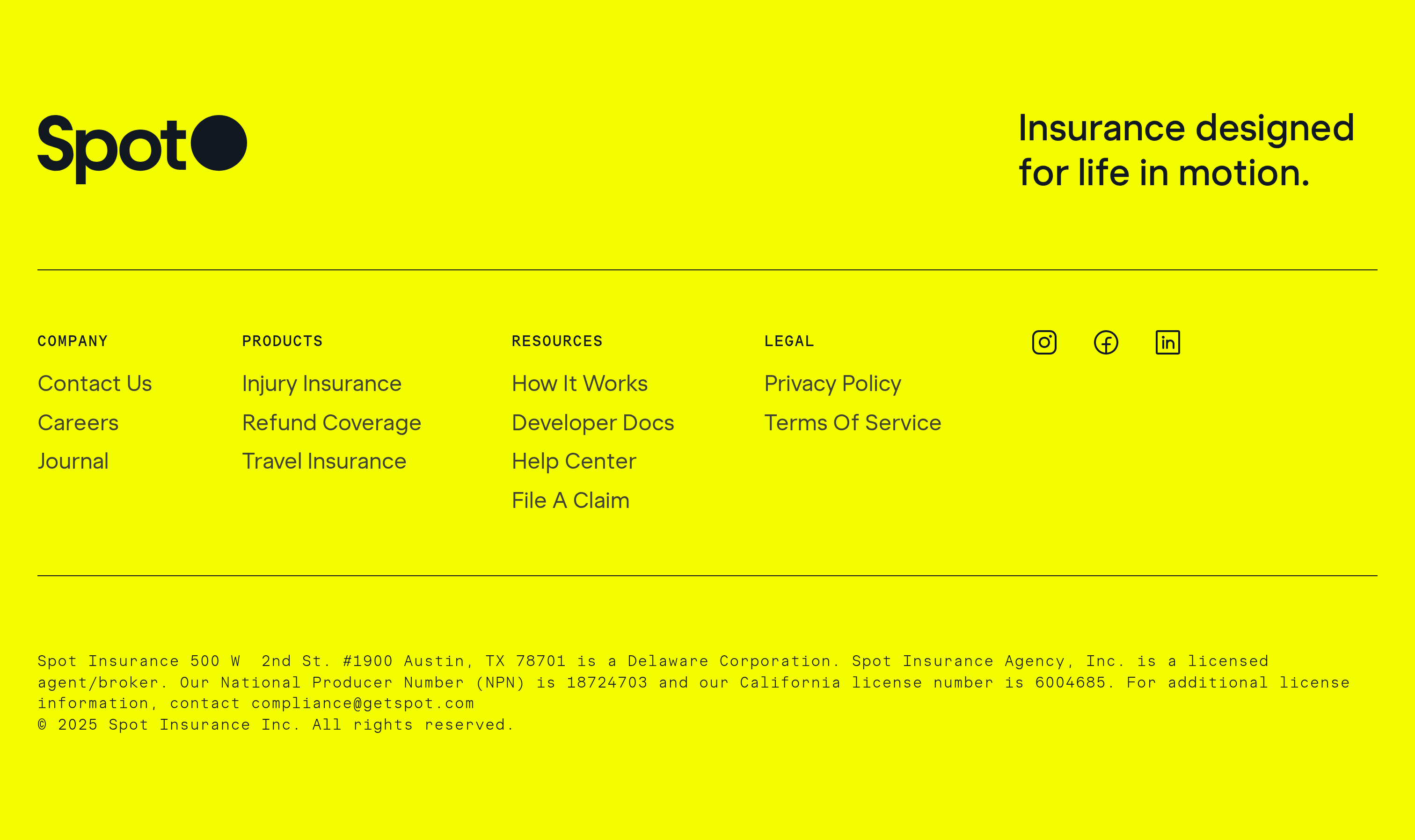 Spot Insurance Footer design