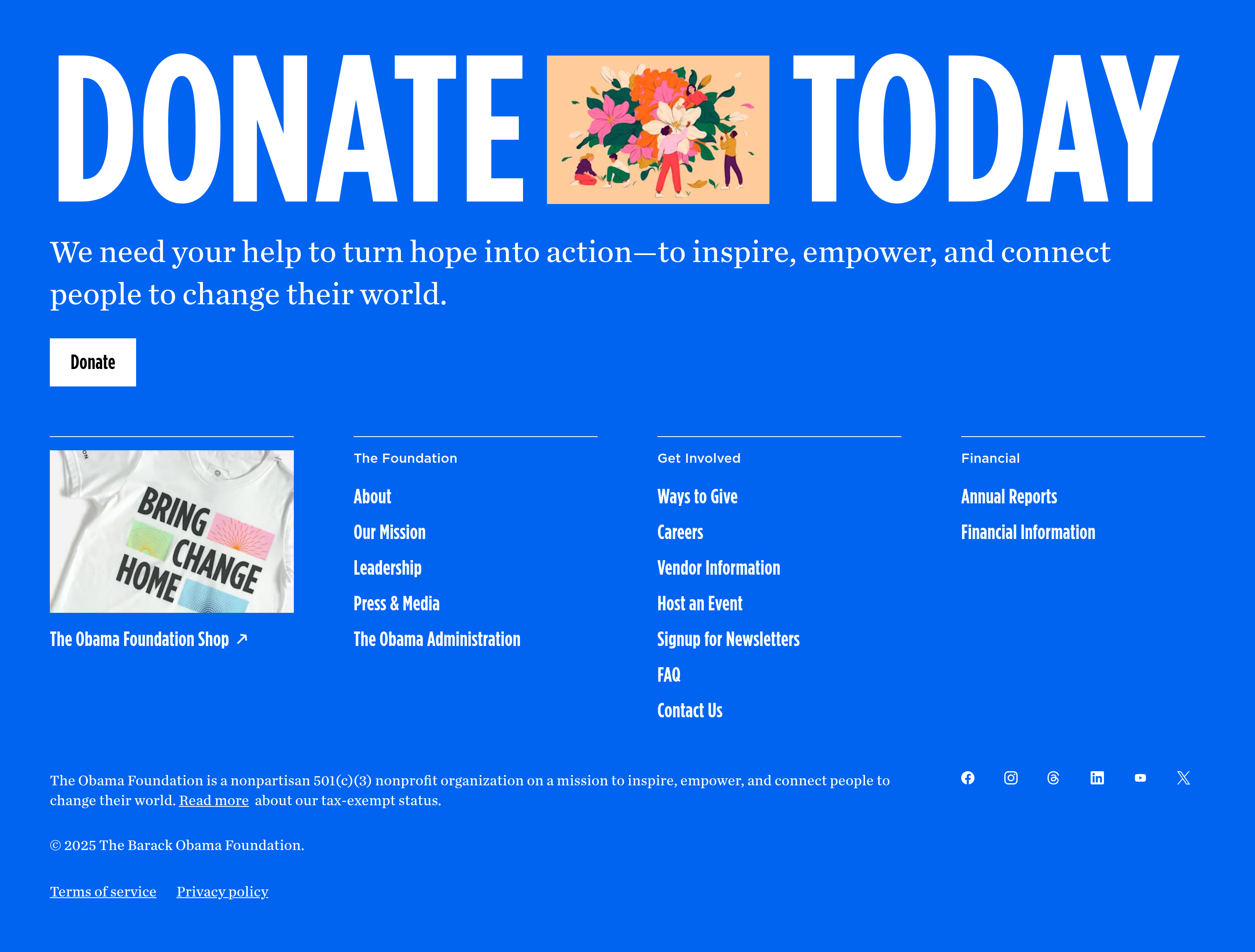 Obama Foundation Footer design