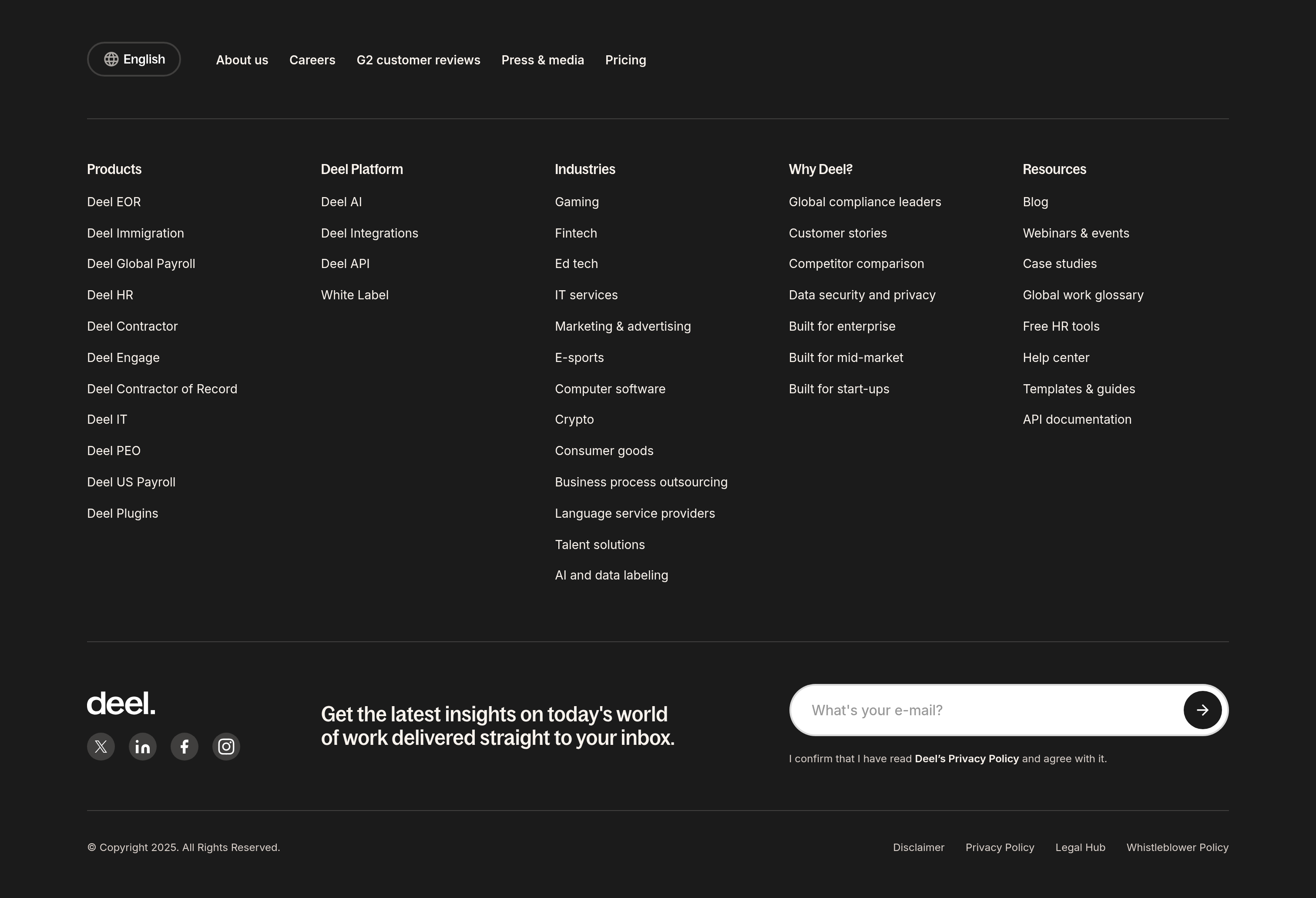 Deel Footer design