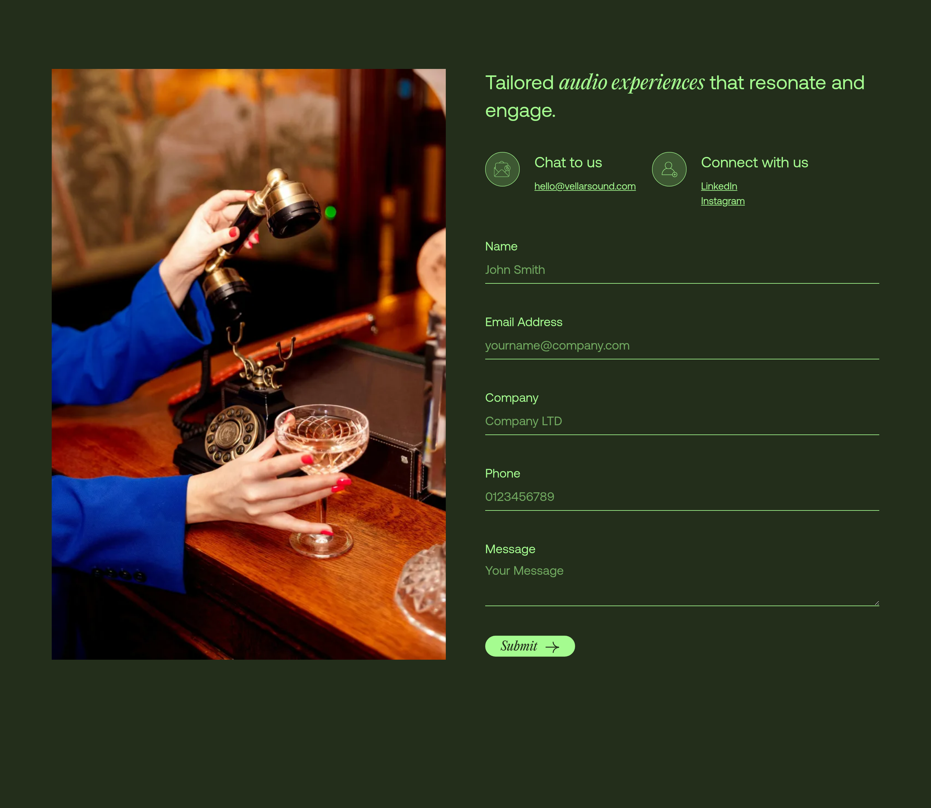 Vellar Sound Contact design
