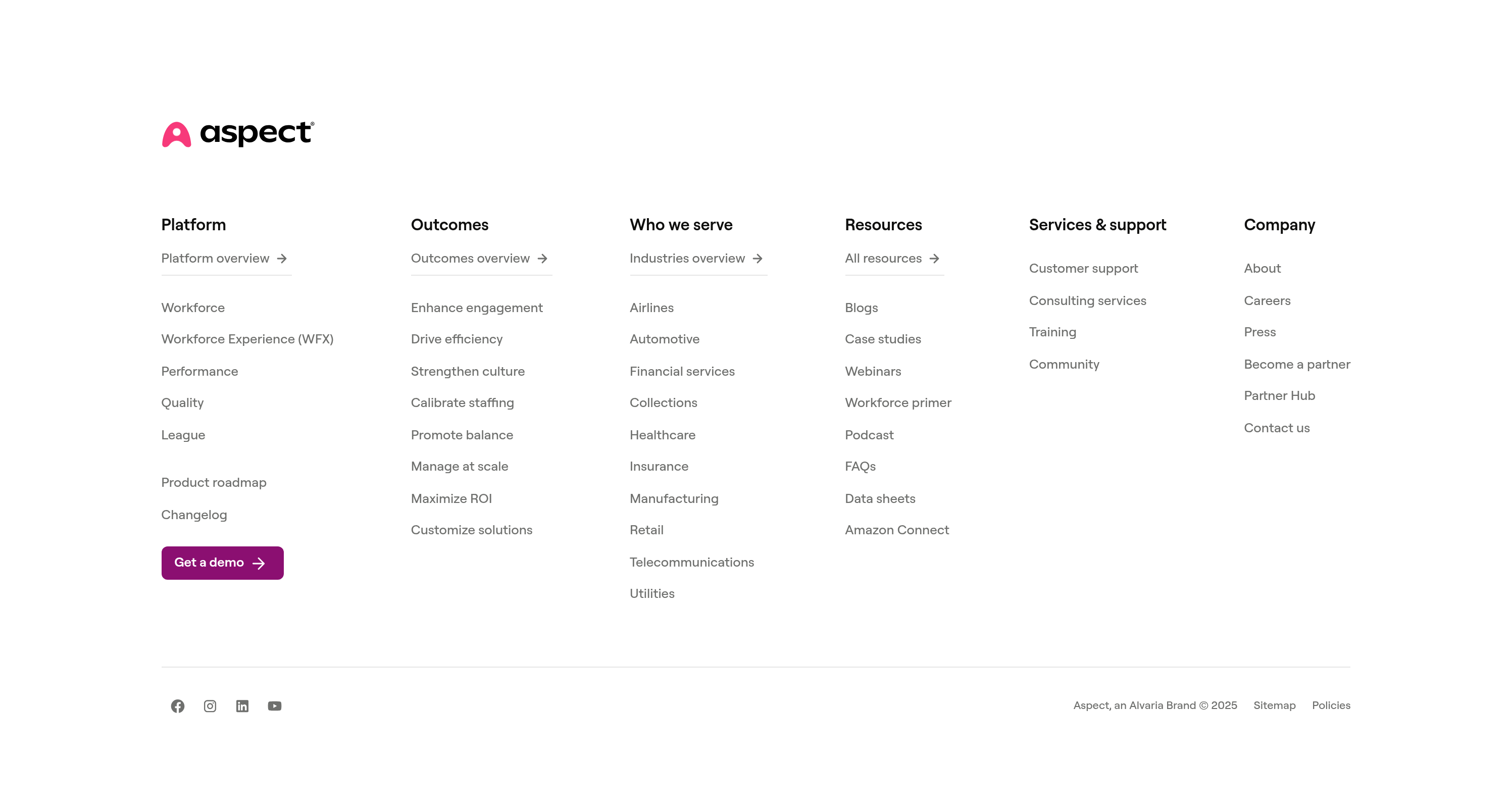 Aspect Footer design