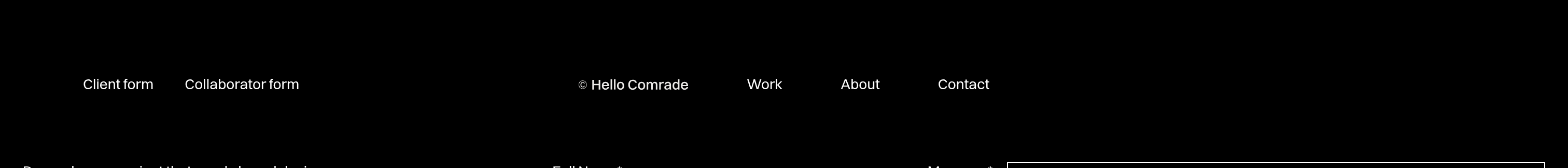 Hello Comrade Studio Header design