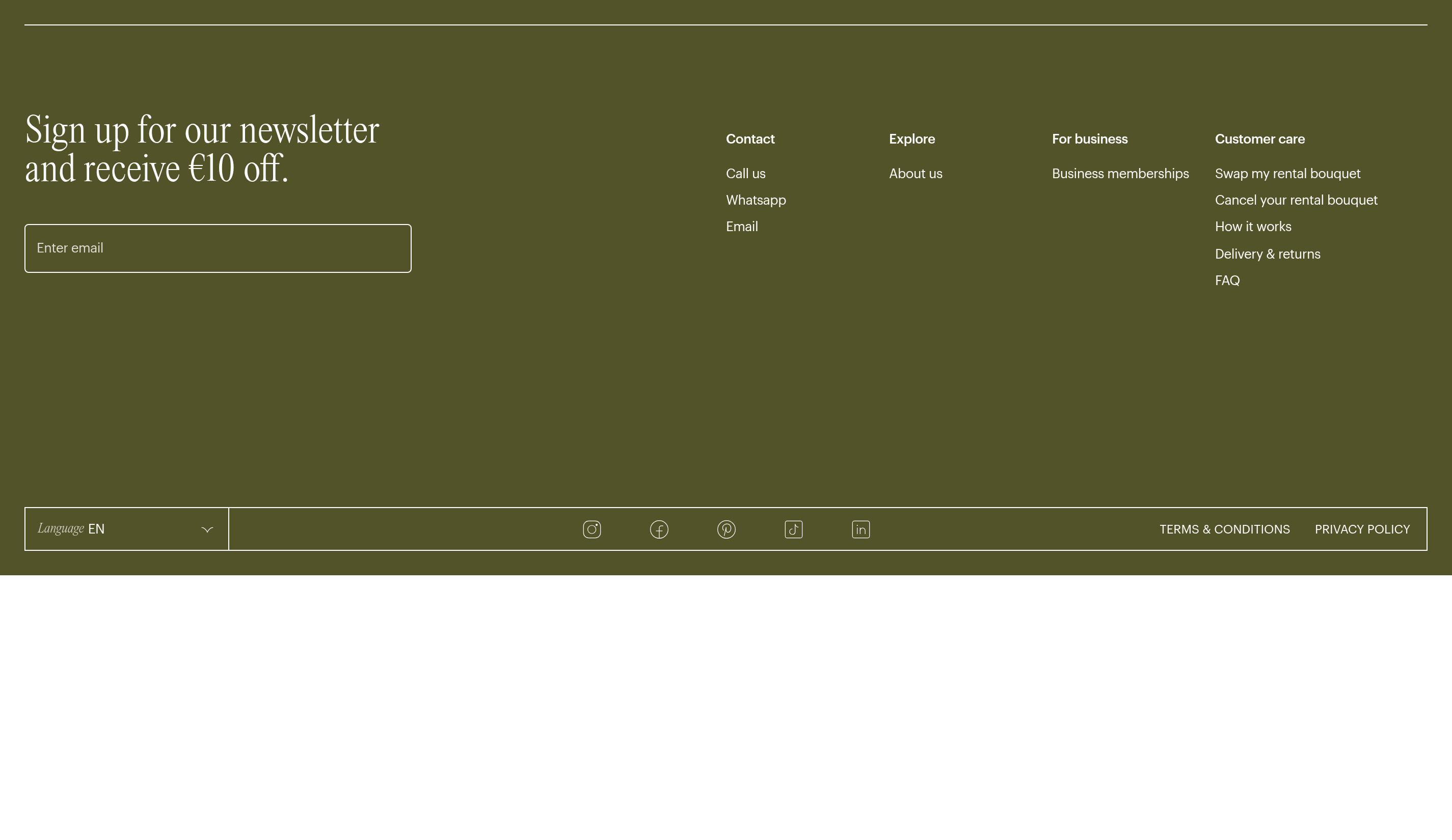 Bloom and Wolf Footer design