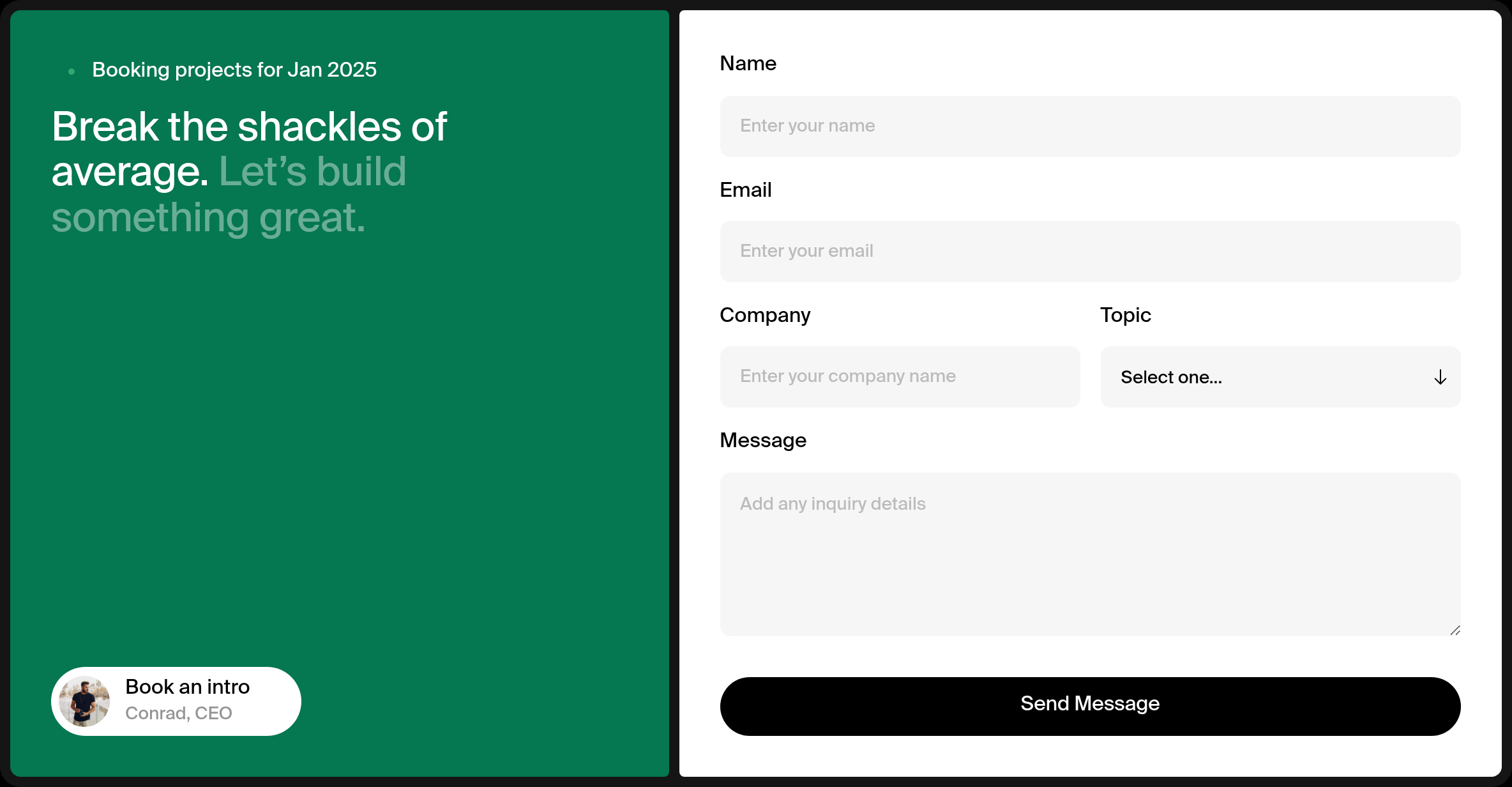 Contact section preview