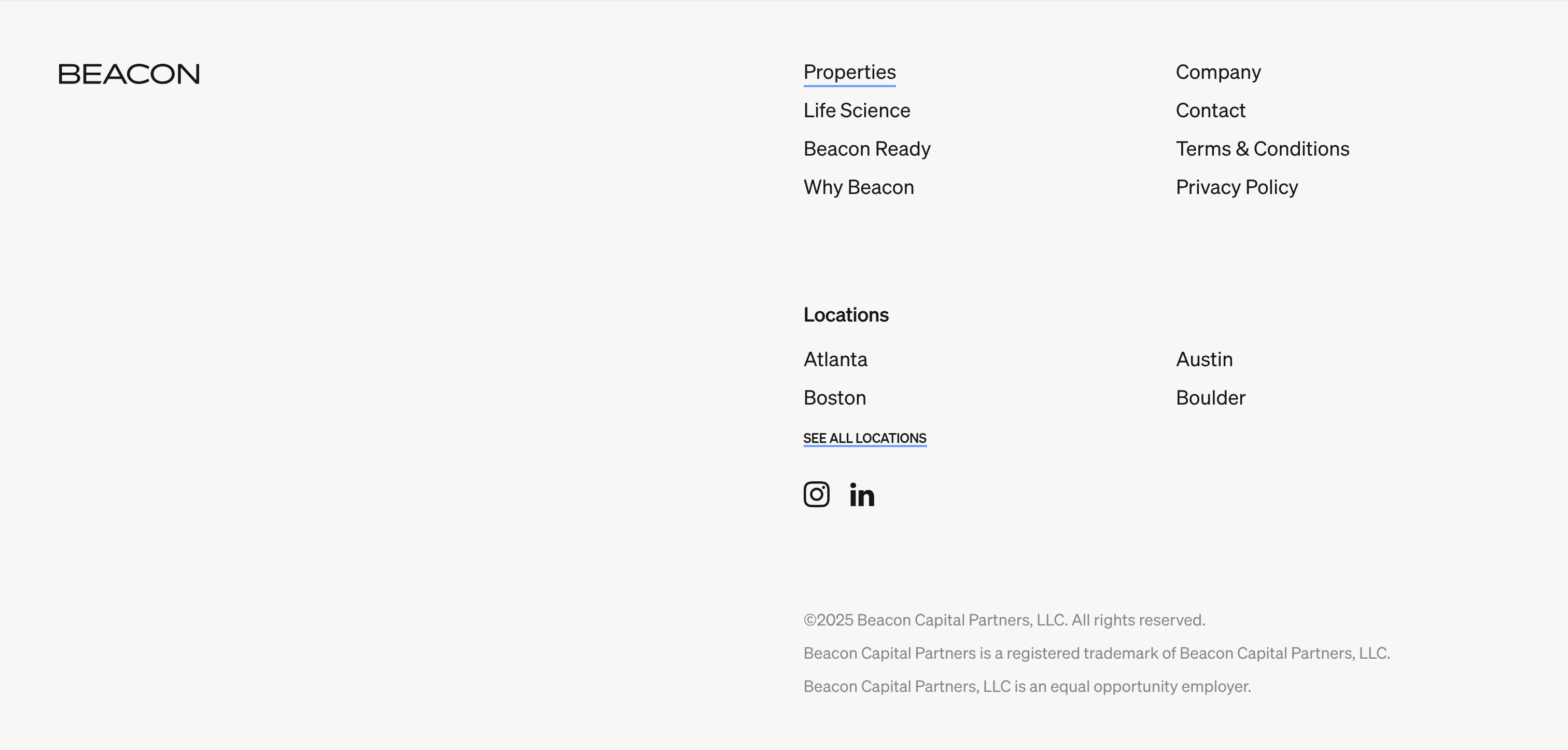 Beacon Capital Partners Footer design