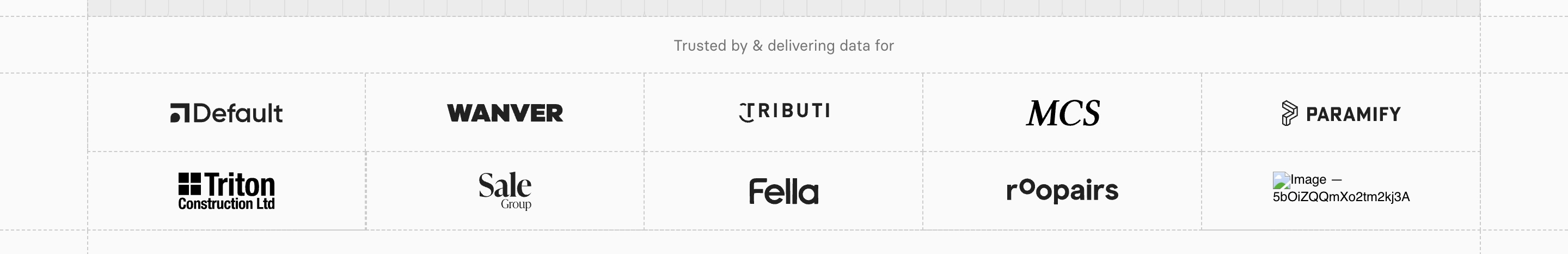 Mora customer logo list: centered trust line above a two-row grid of black brand marks.