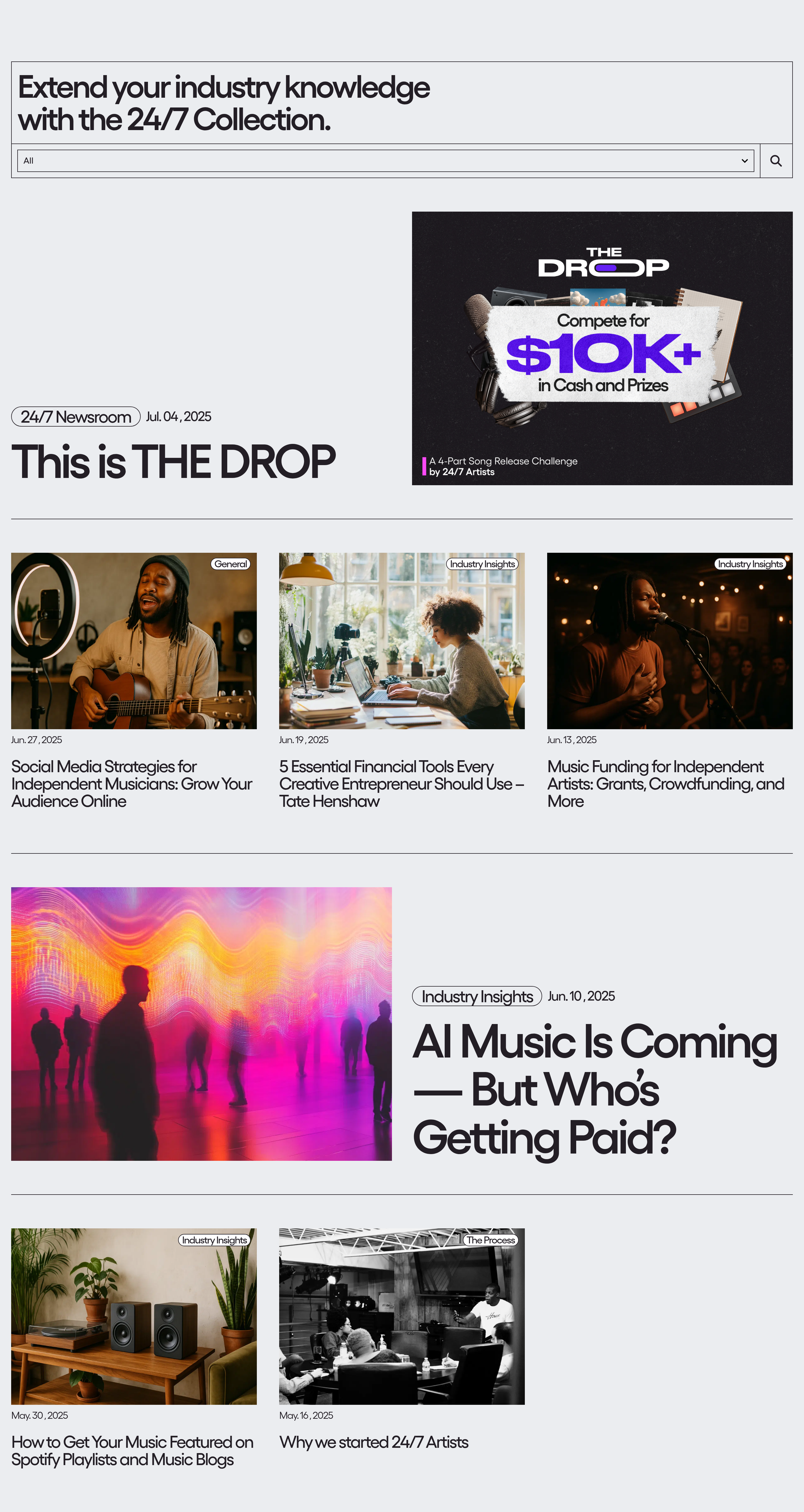 247 Artists Blog design