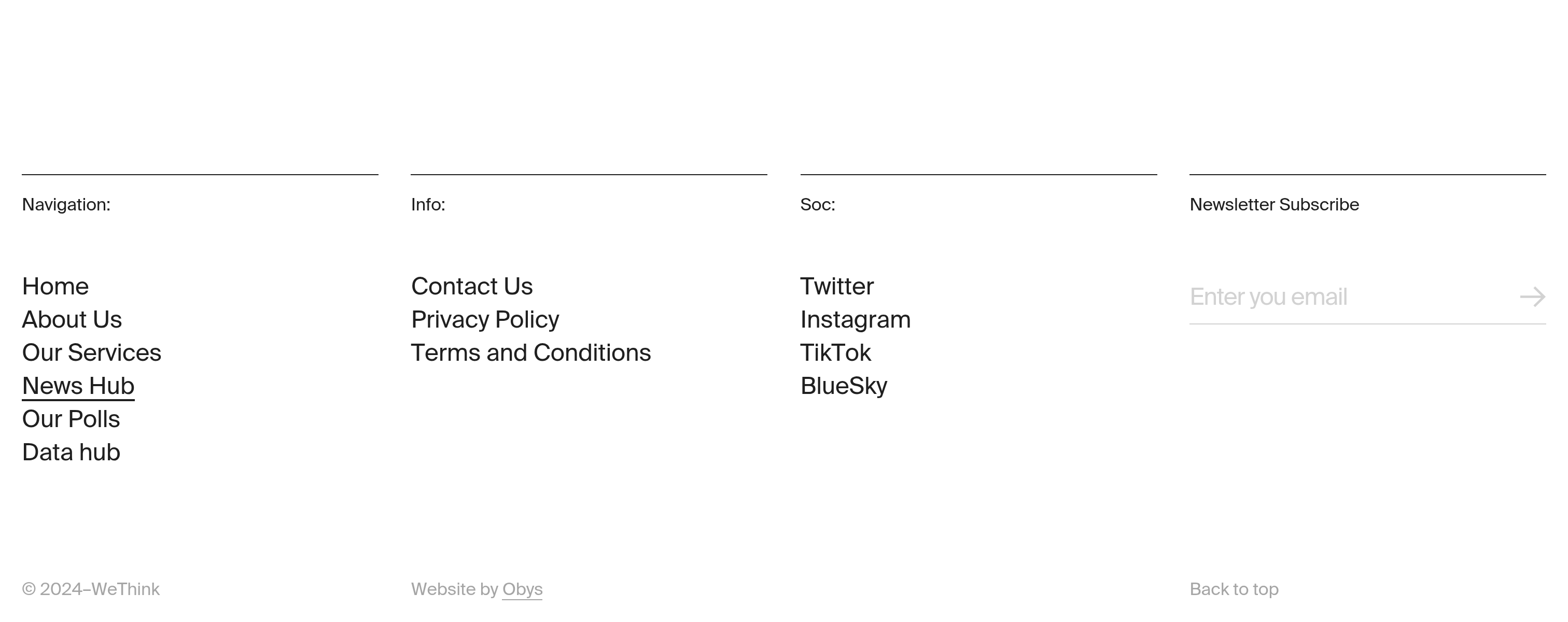 We Think Footer design