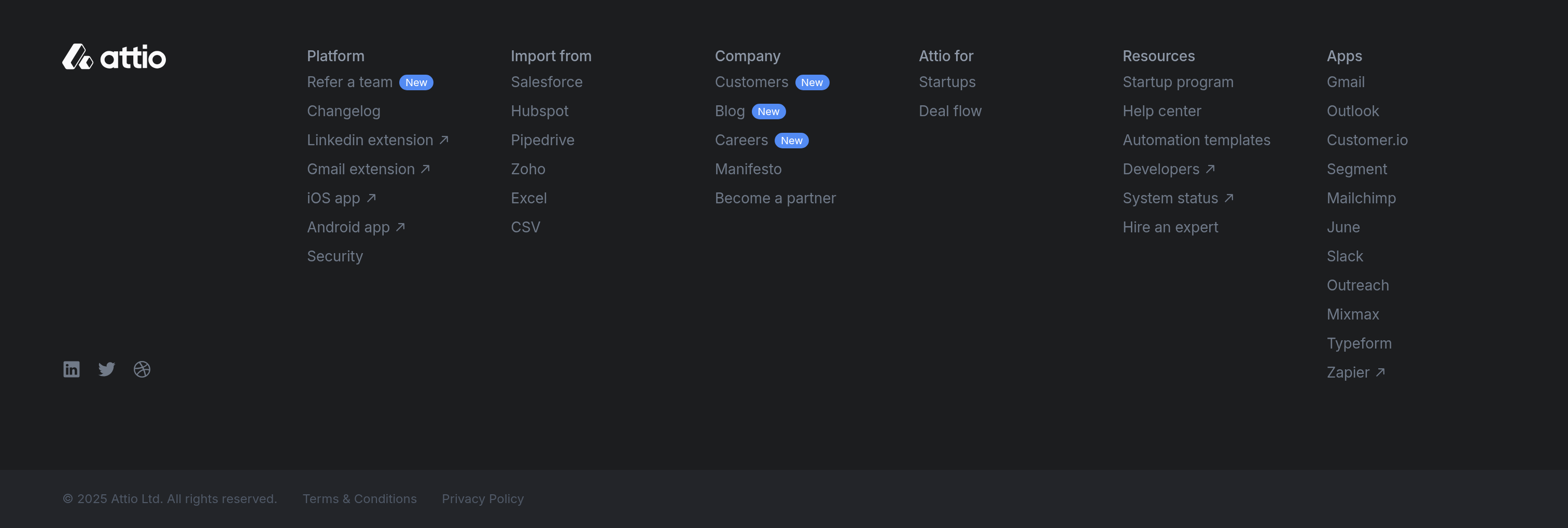 Attio Footer design