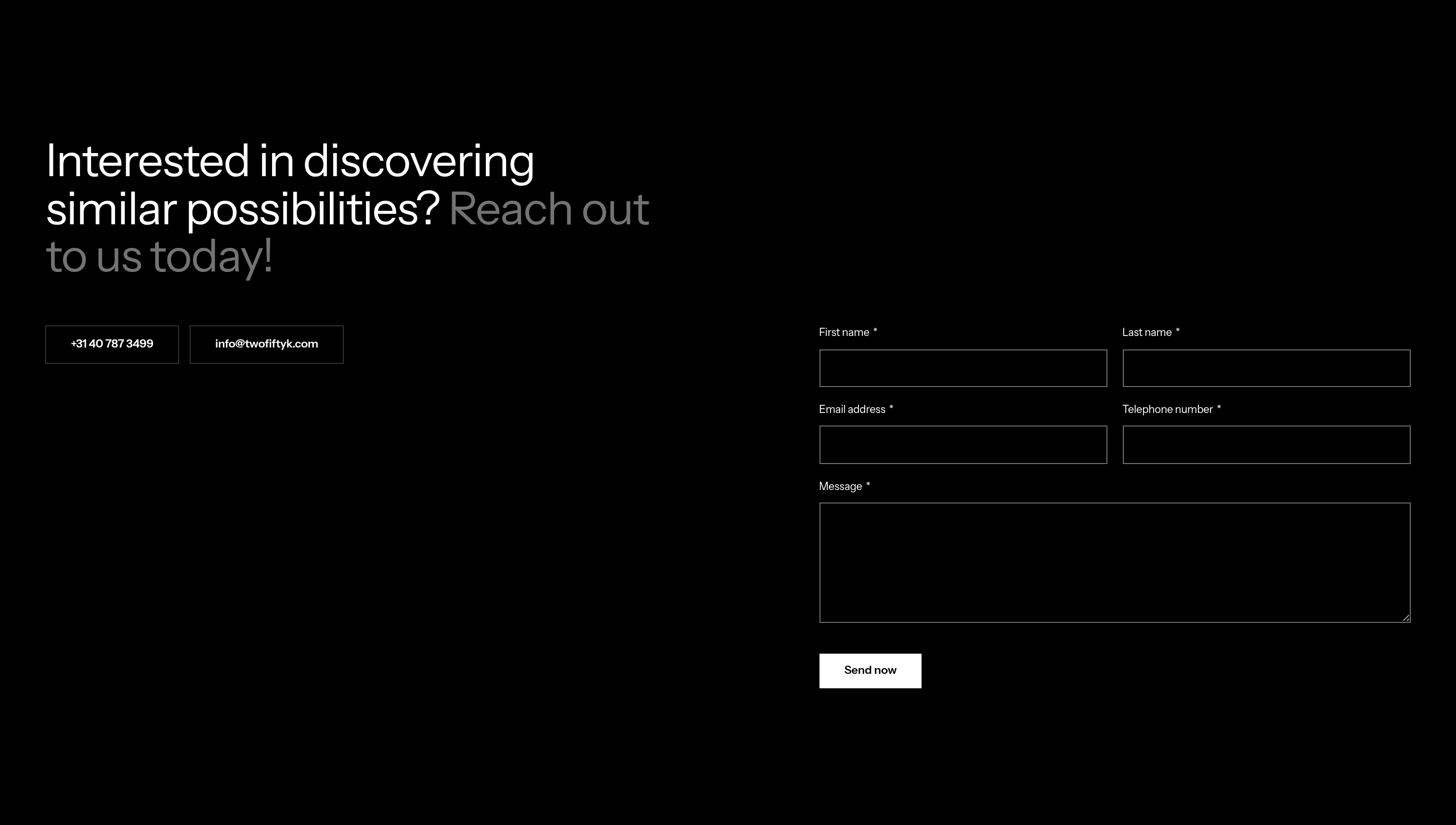 TwoFiftyK Contact design
