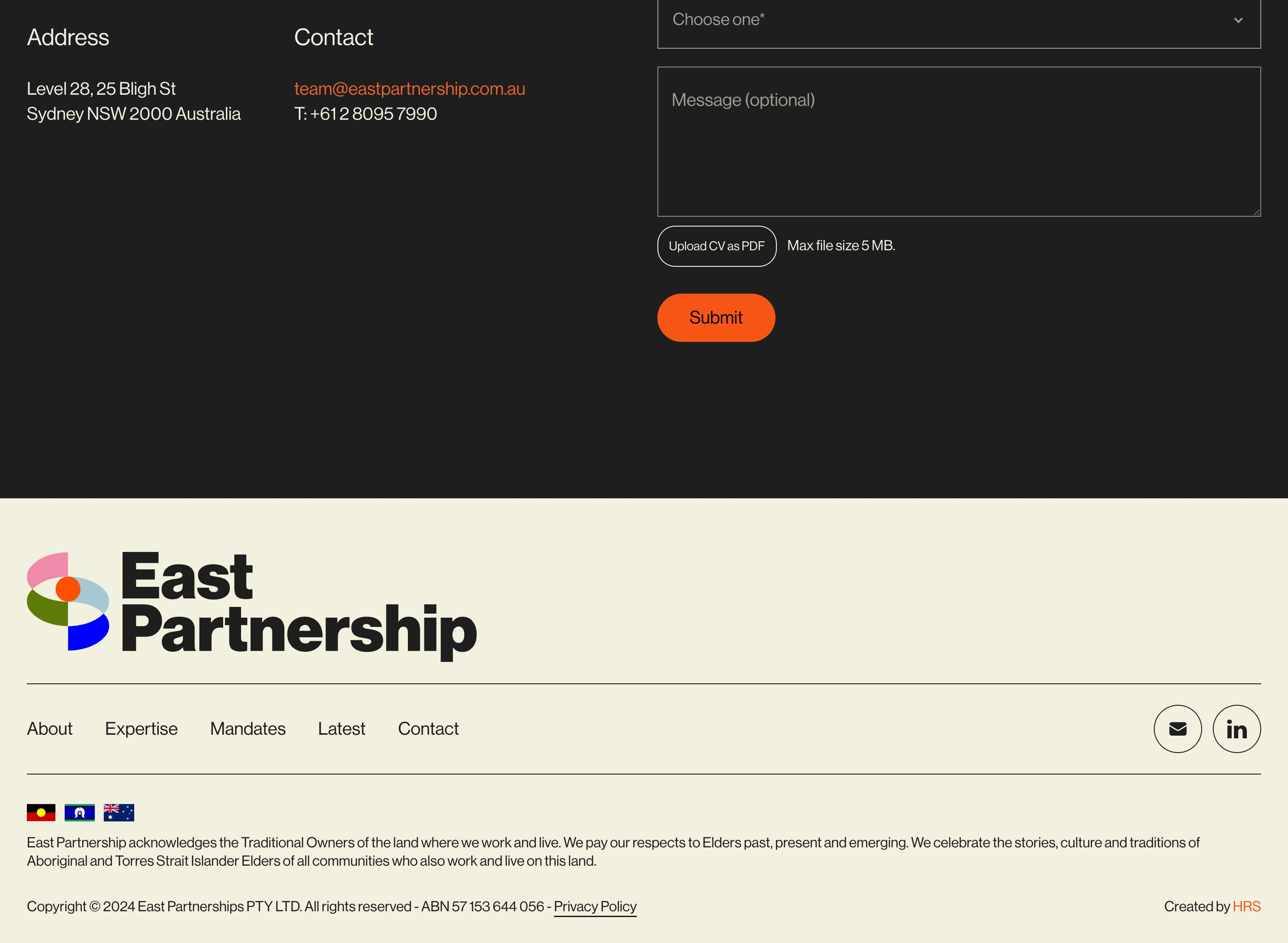 East Partnership Footer design