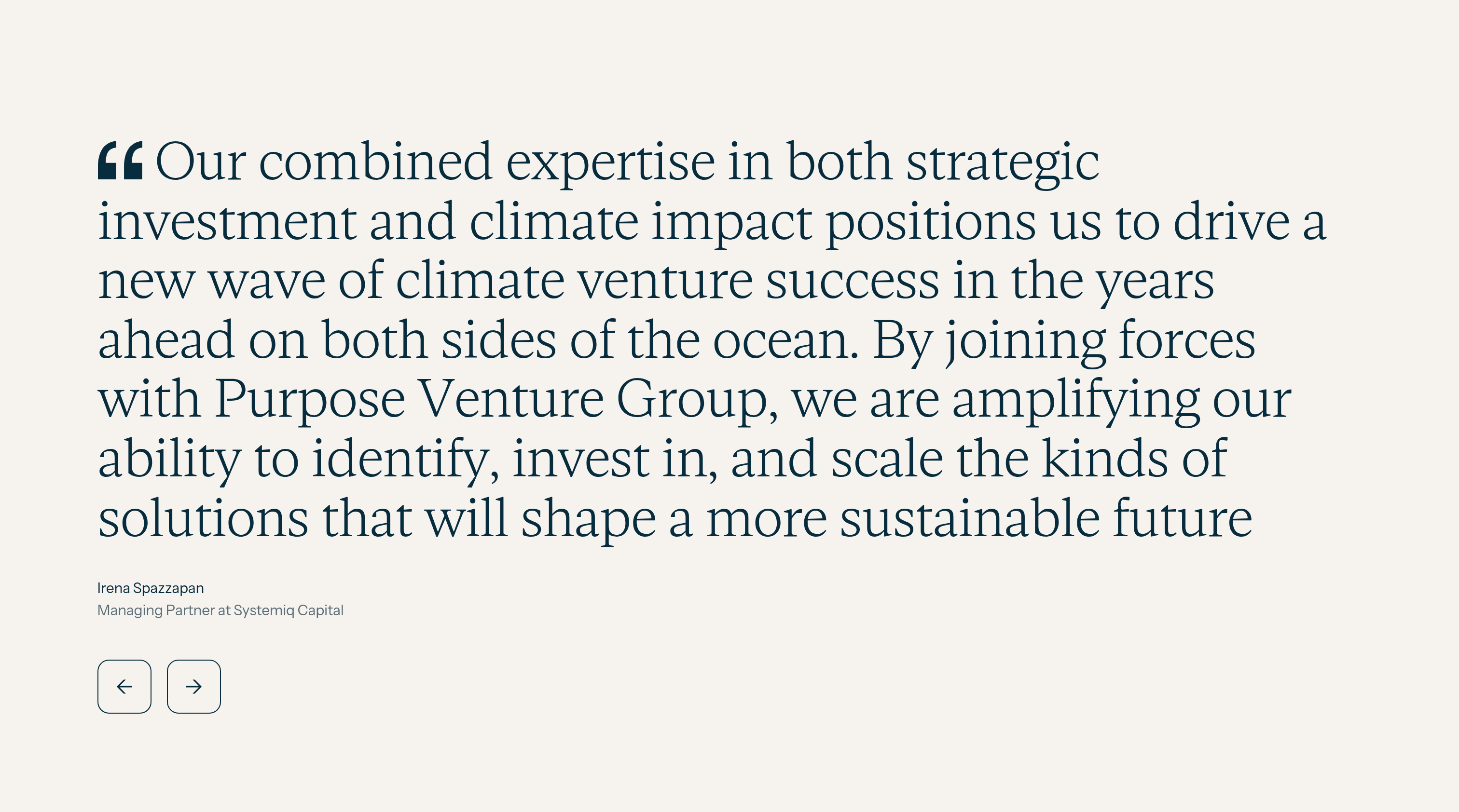 Purpose Venture Group Testimonial design
