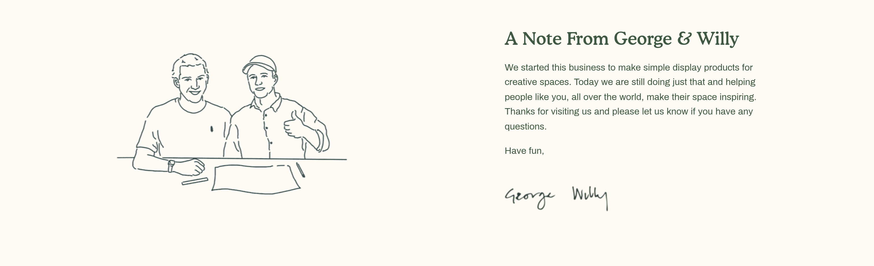 George and Willy About Us design