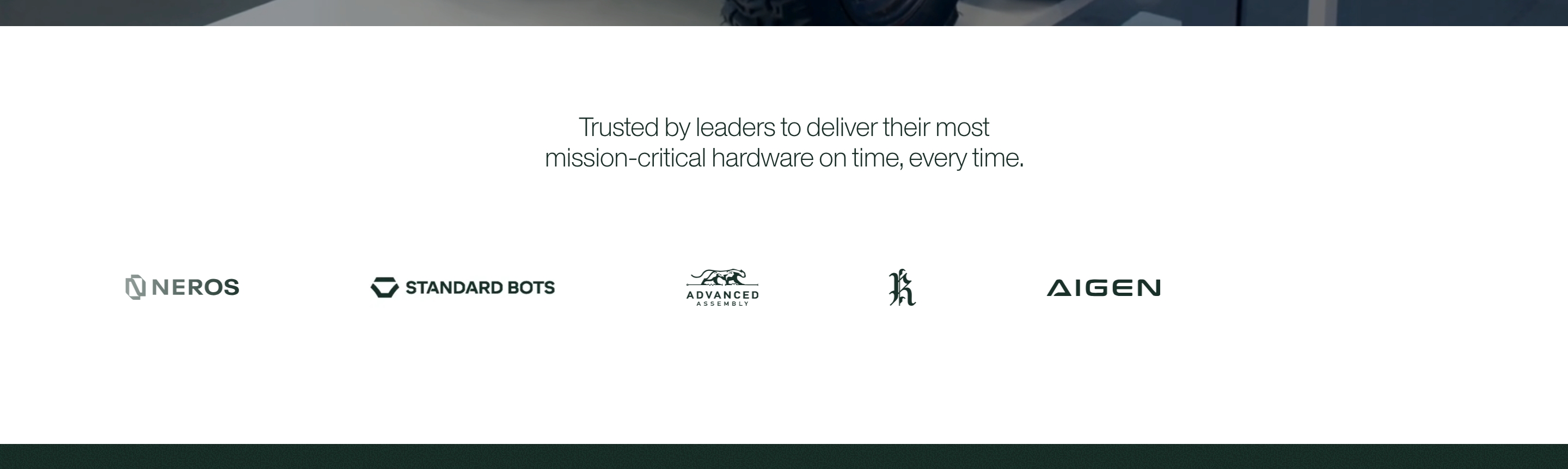 Cofactr client logos section: centered trust headline over a row of dark monochrome marks on white.