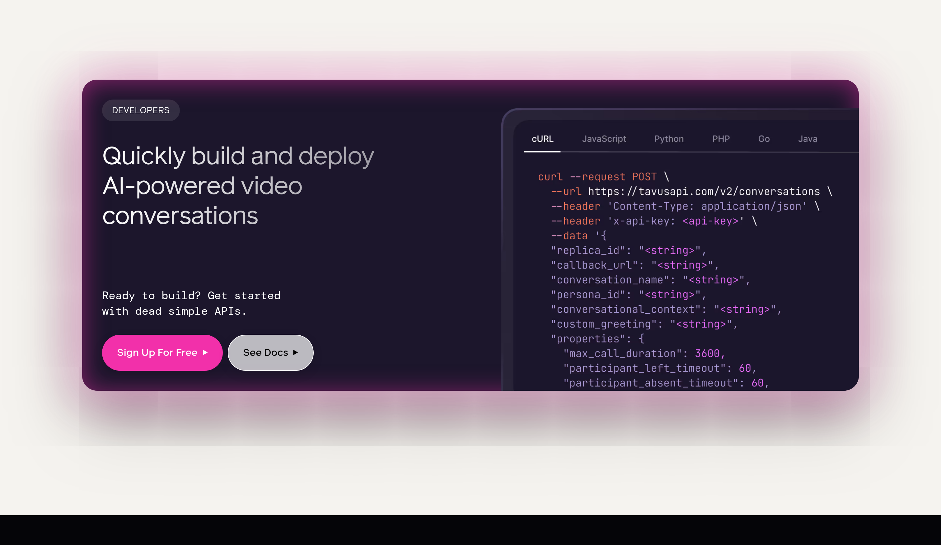 Tavus Call to Action design