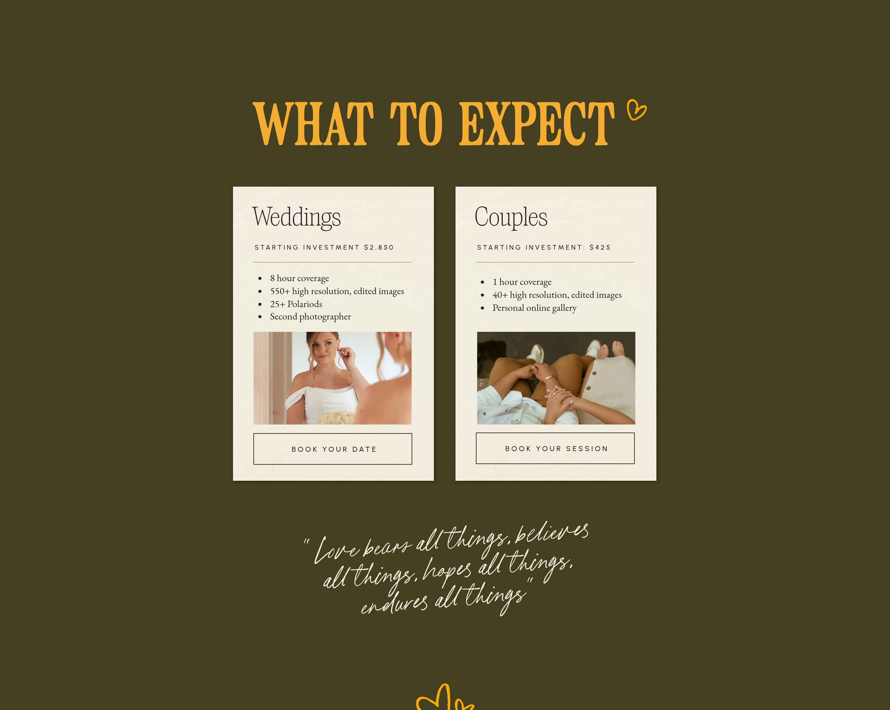 Jackie Visuals Pricing design