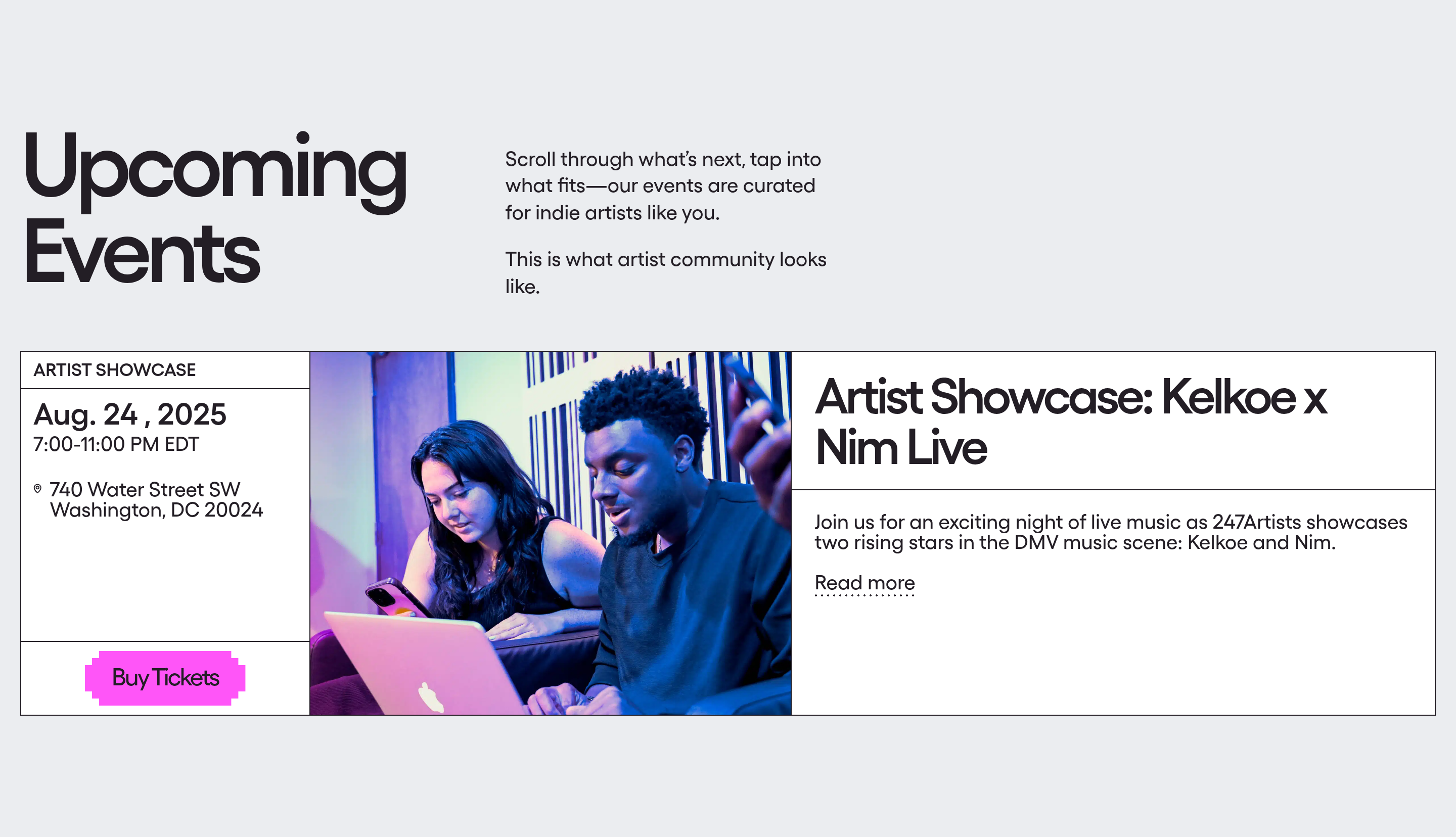 247 Artists Events design