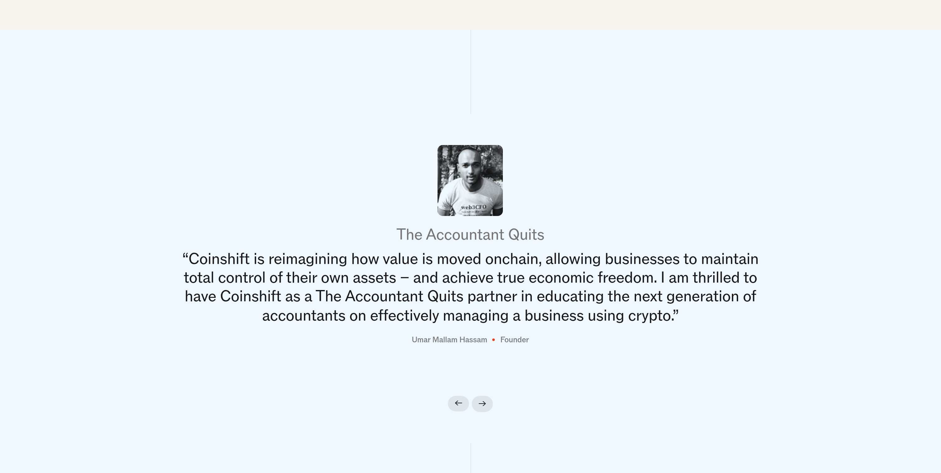 Coinshift Testimonial design