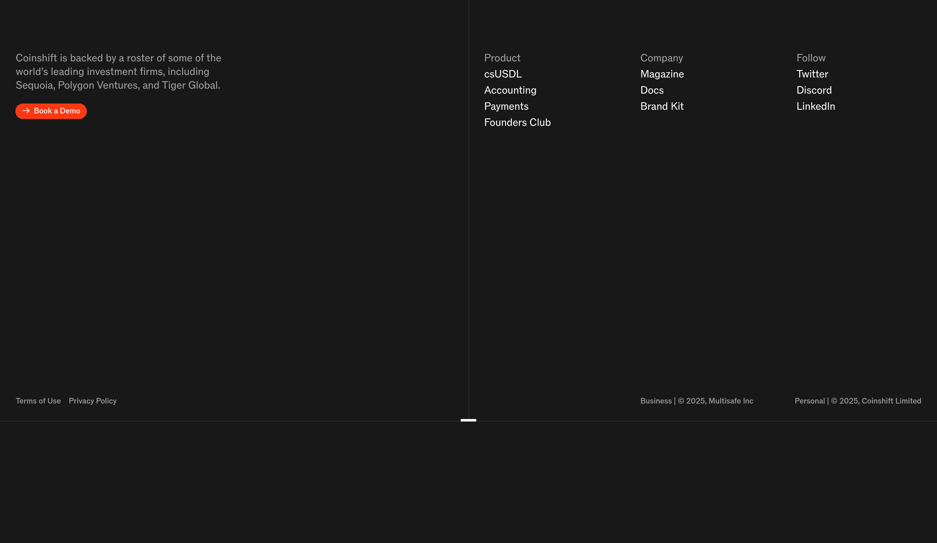 Coinshift Footer design