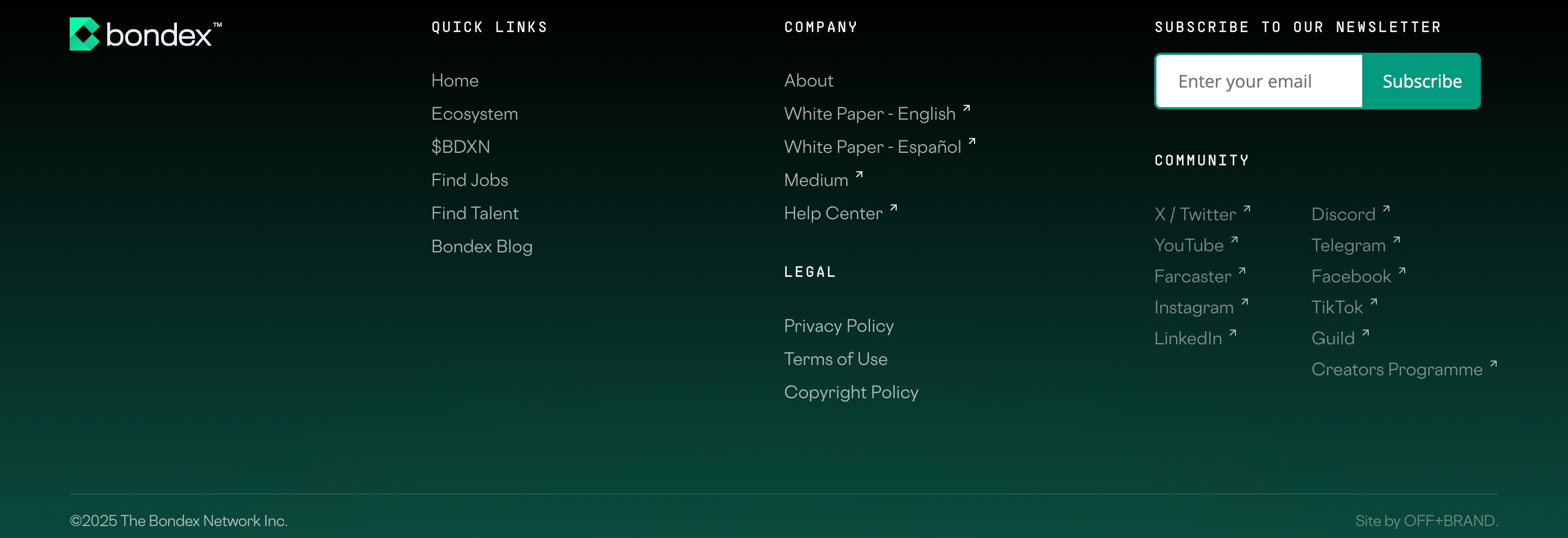 Bondex Footer design