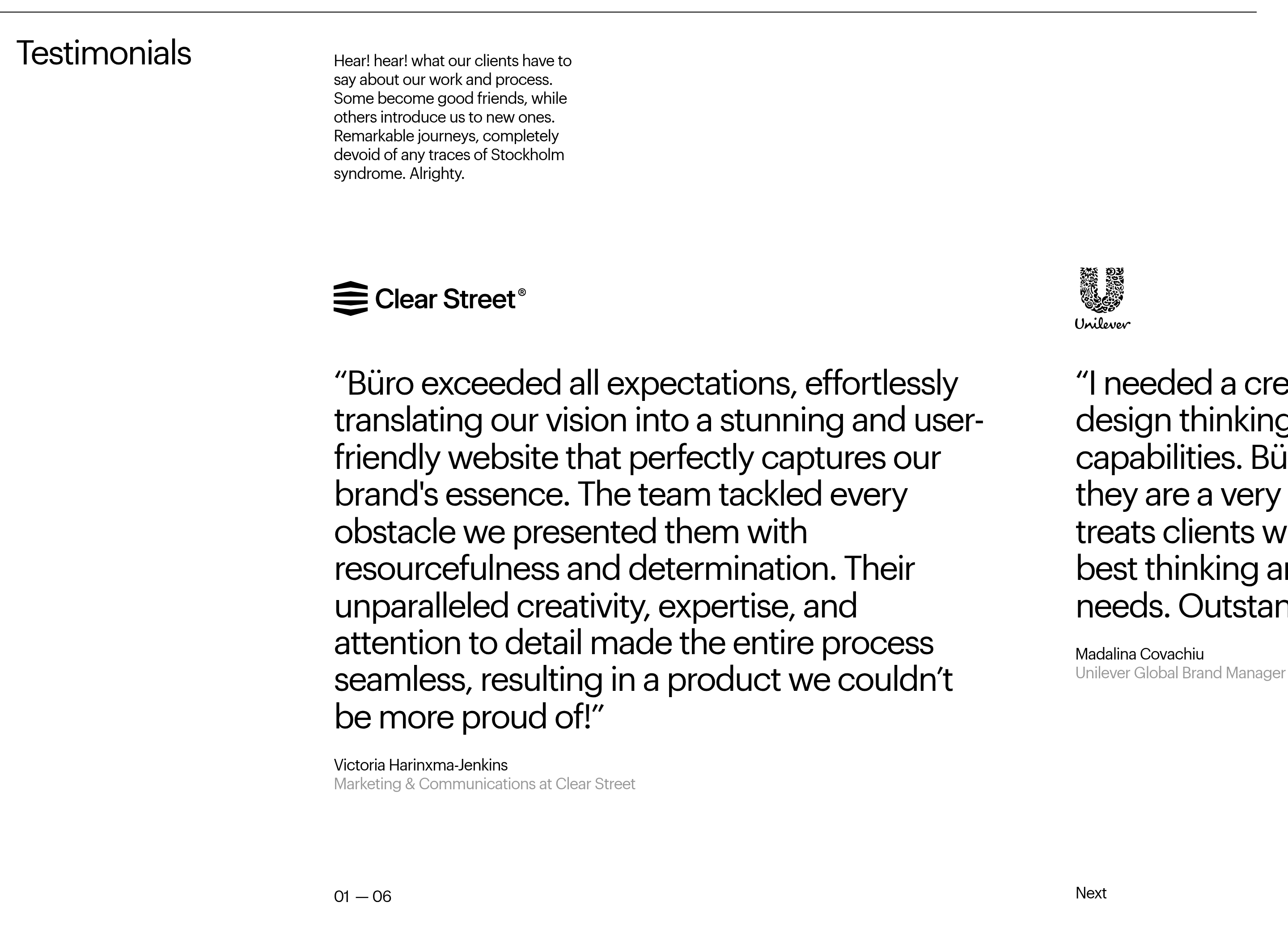 We are Büro Testimonial design