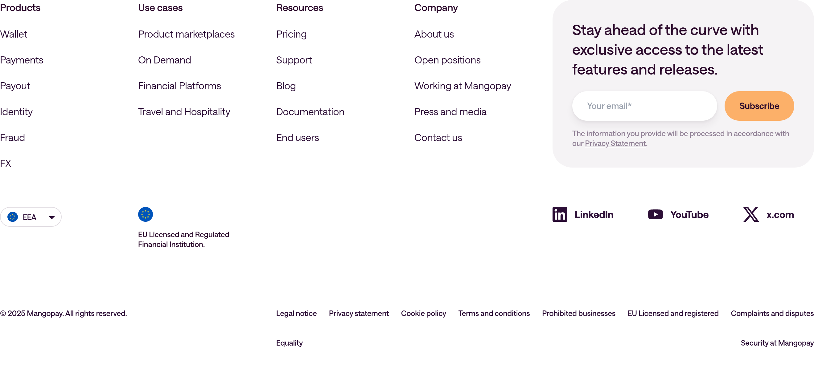 Mangopay Footer design