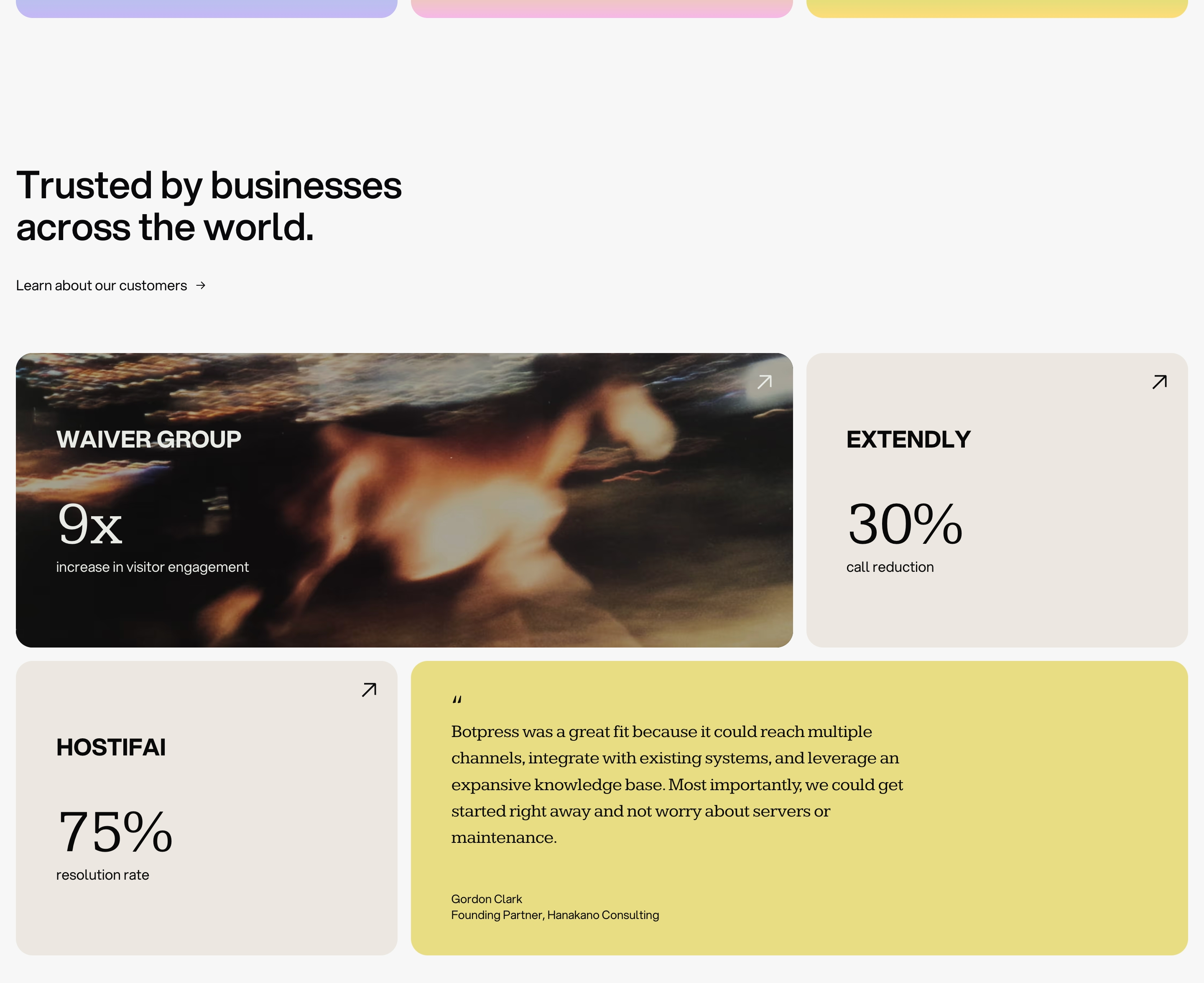 Botpress Testimonial design