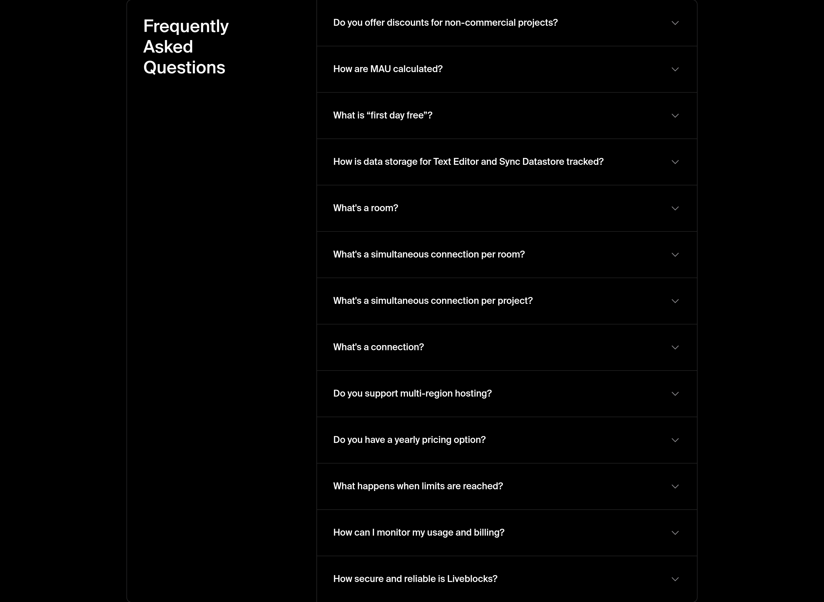 Liveblocks FAQ design