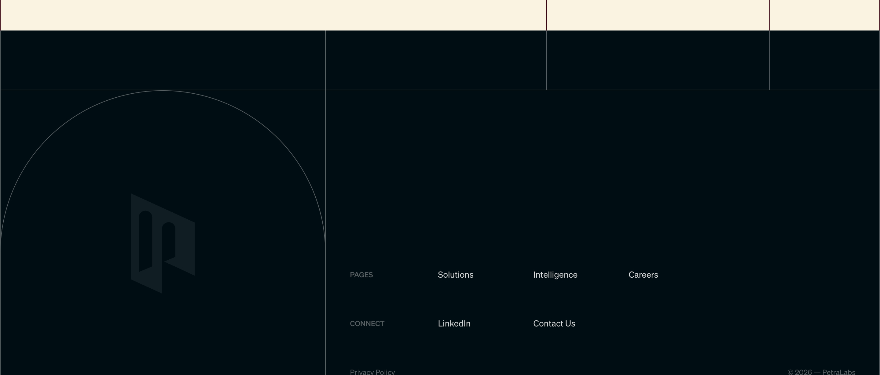 Petra Labs Footer design