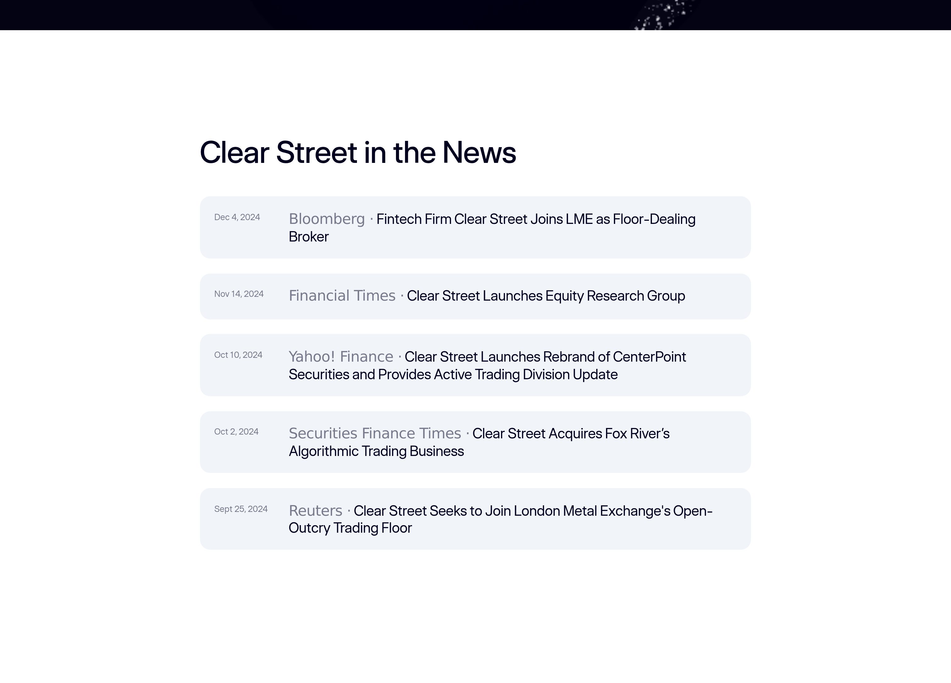 Clear Street Articles design