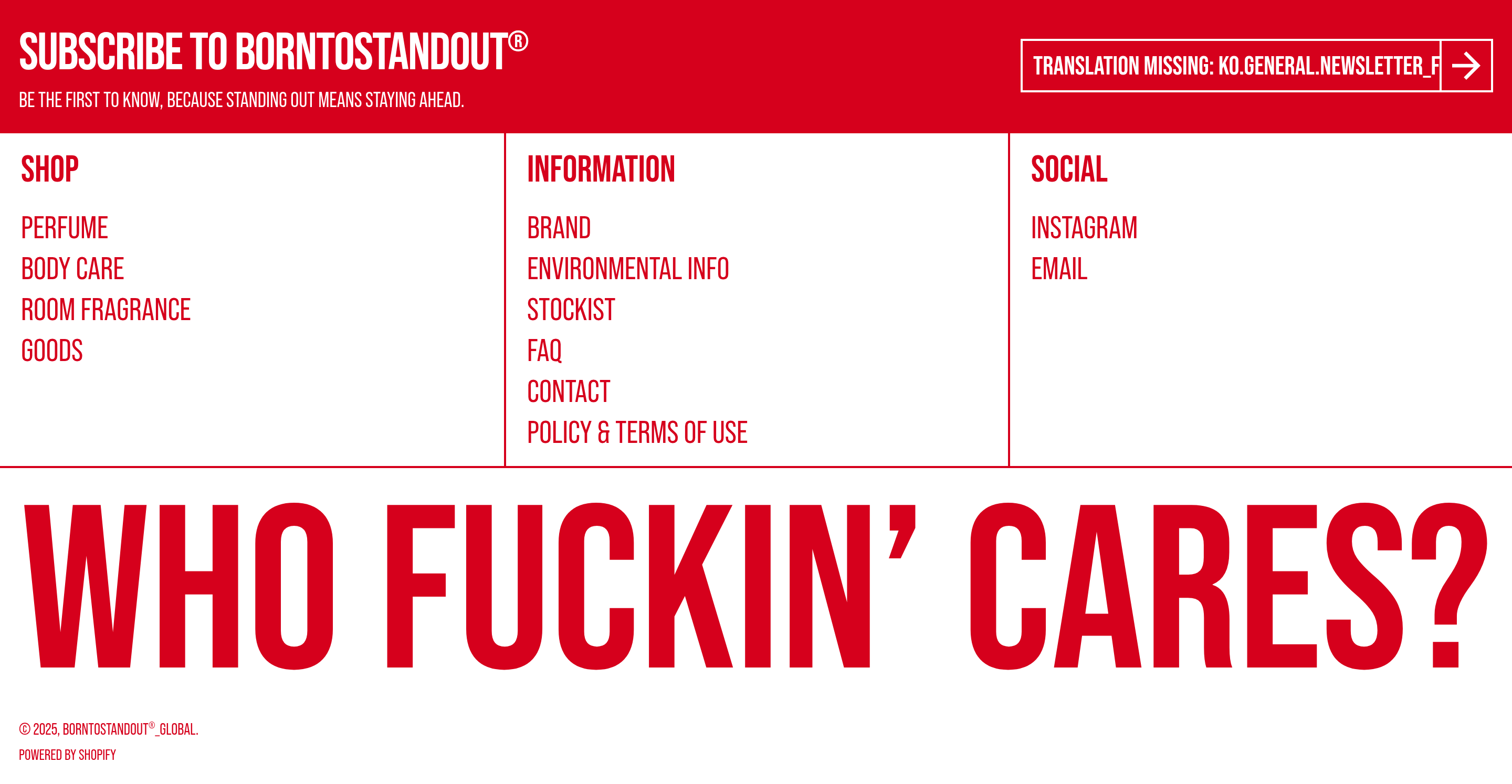 Borntostandout Footer design
