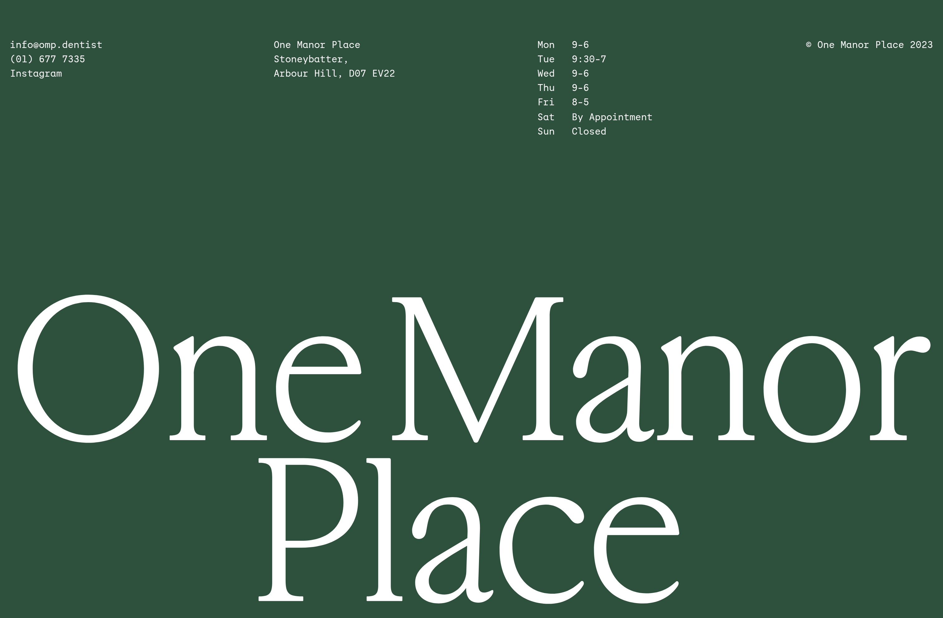 One Manor Place Contact design
