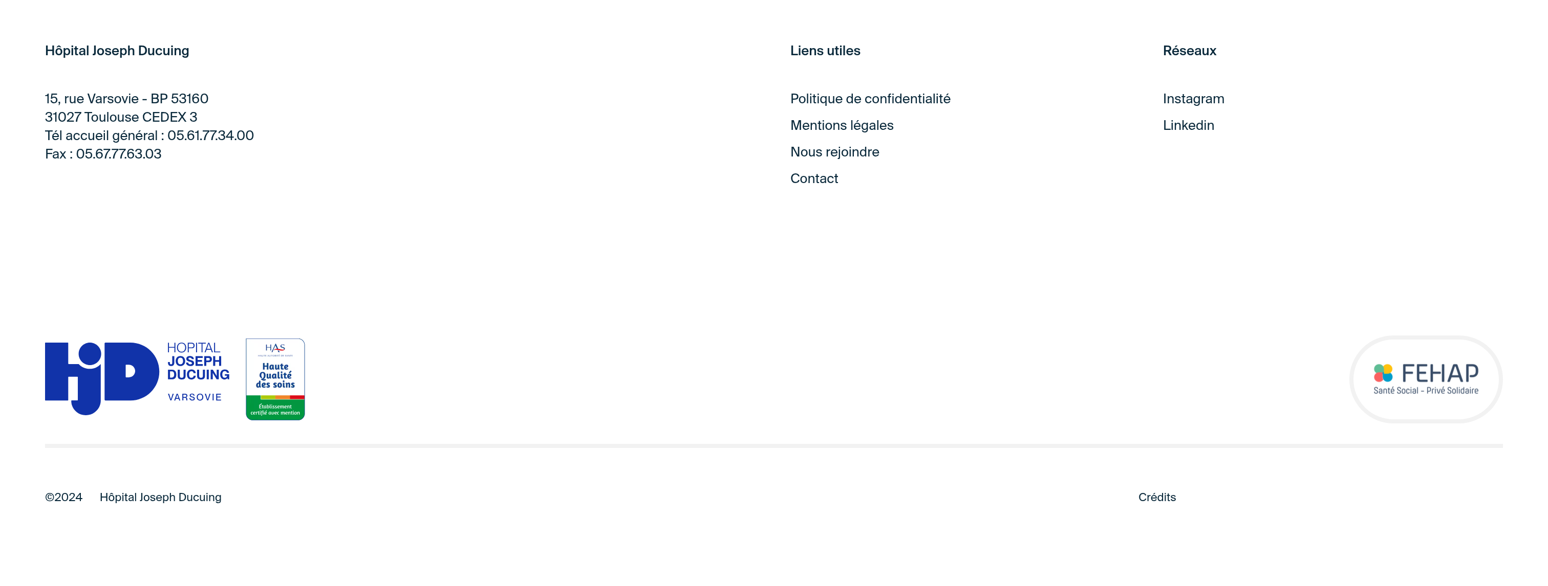 Hopital Joseph Ducuing Footer design