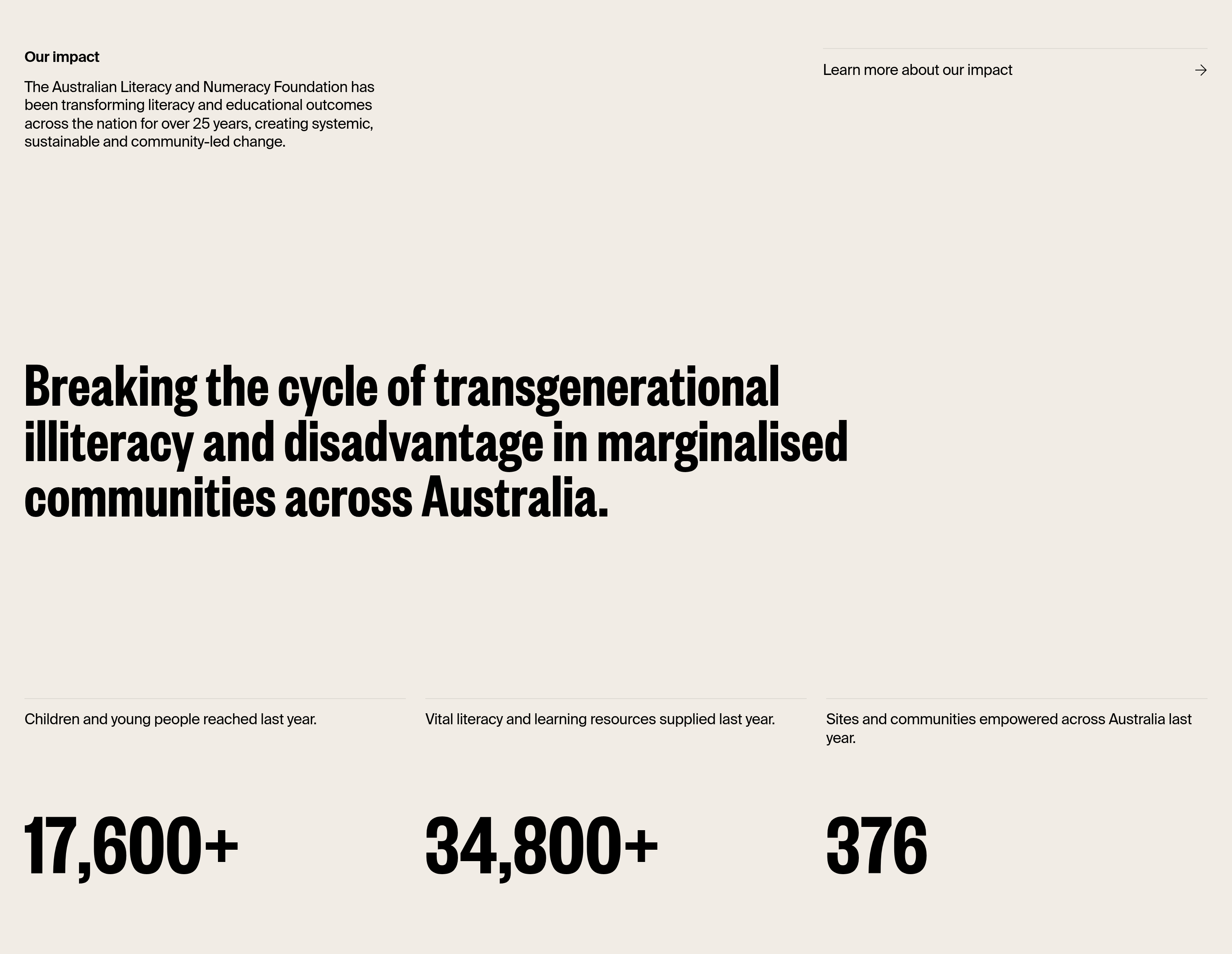 Australian Literacy and Numeracy Foundation Statistics design