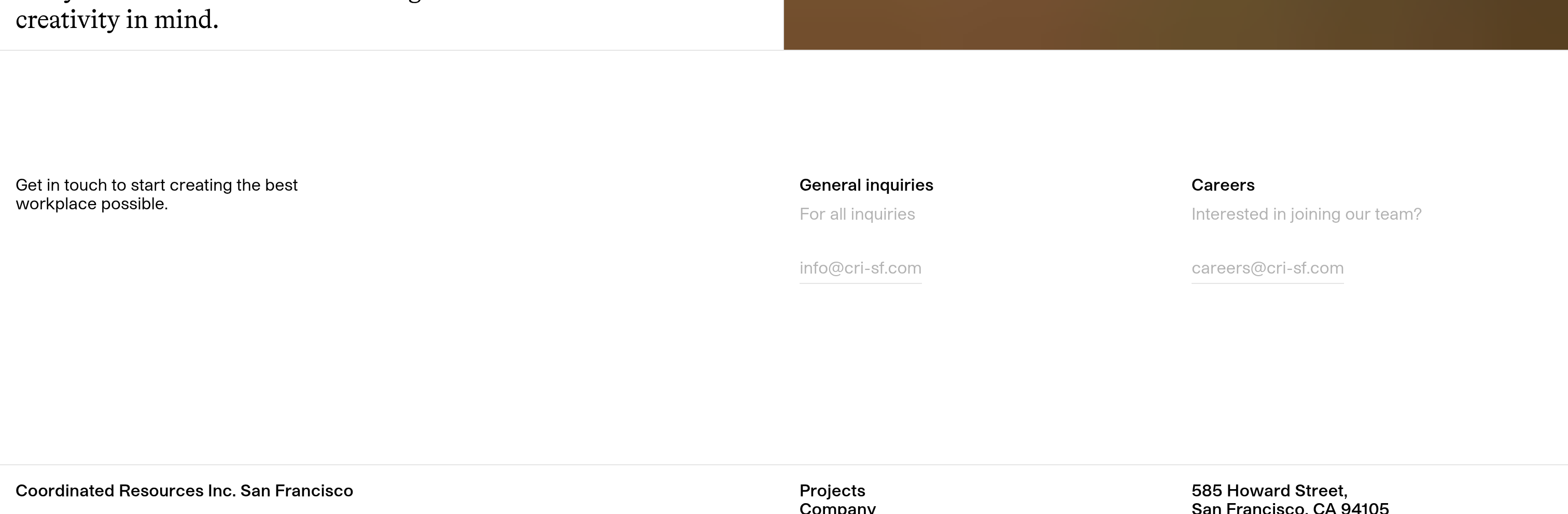 CRI San Francisco Contact design