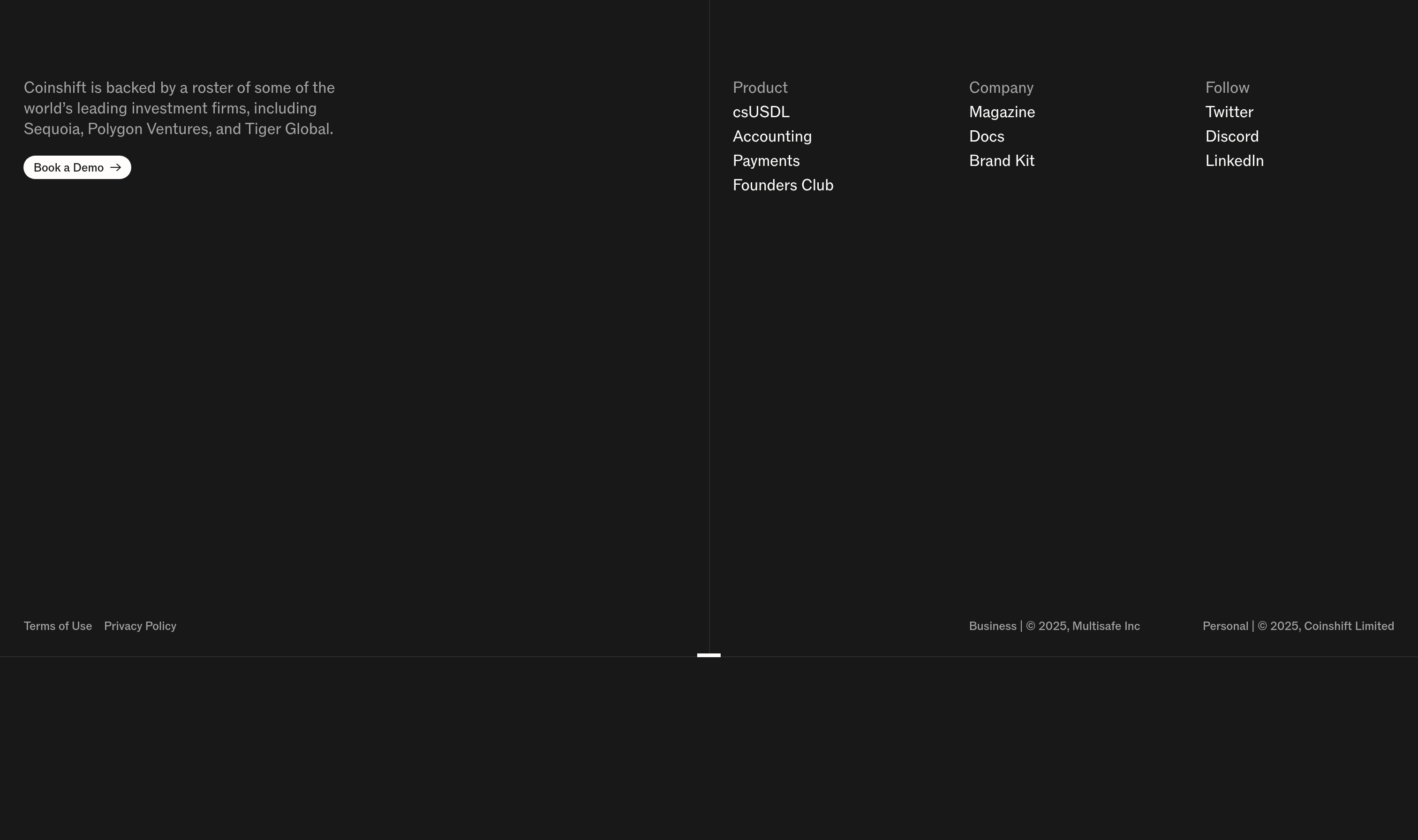 Coinshift Footer design